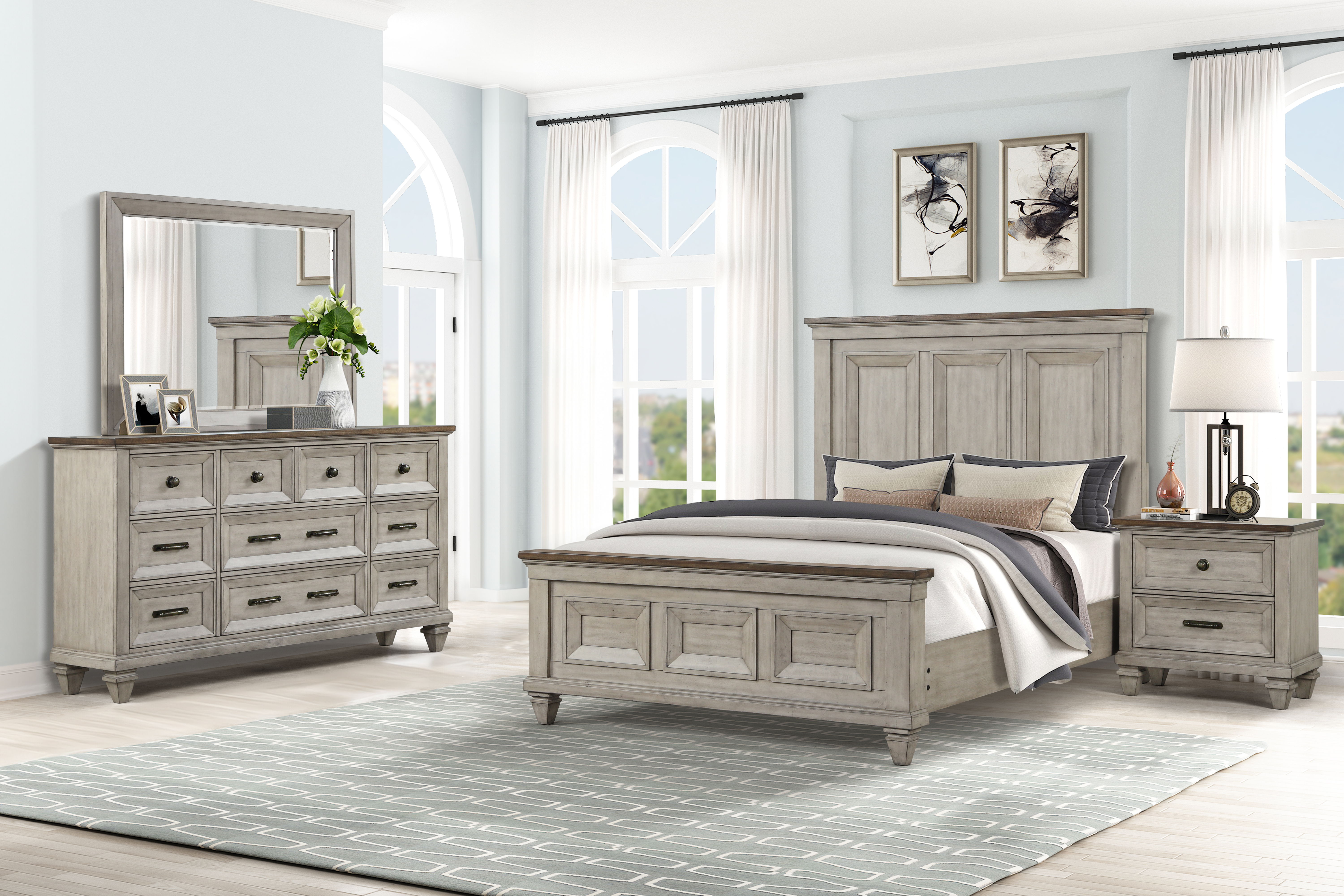 Mariana - 5/0 Queen 4 Piece Bedroom Set (Bed & Dresser & Mirror & Nightstand) - Gray