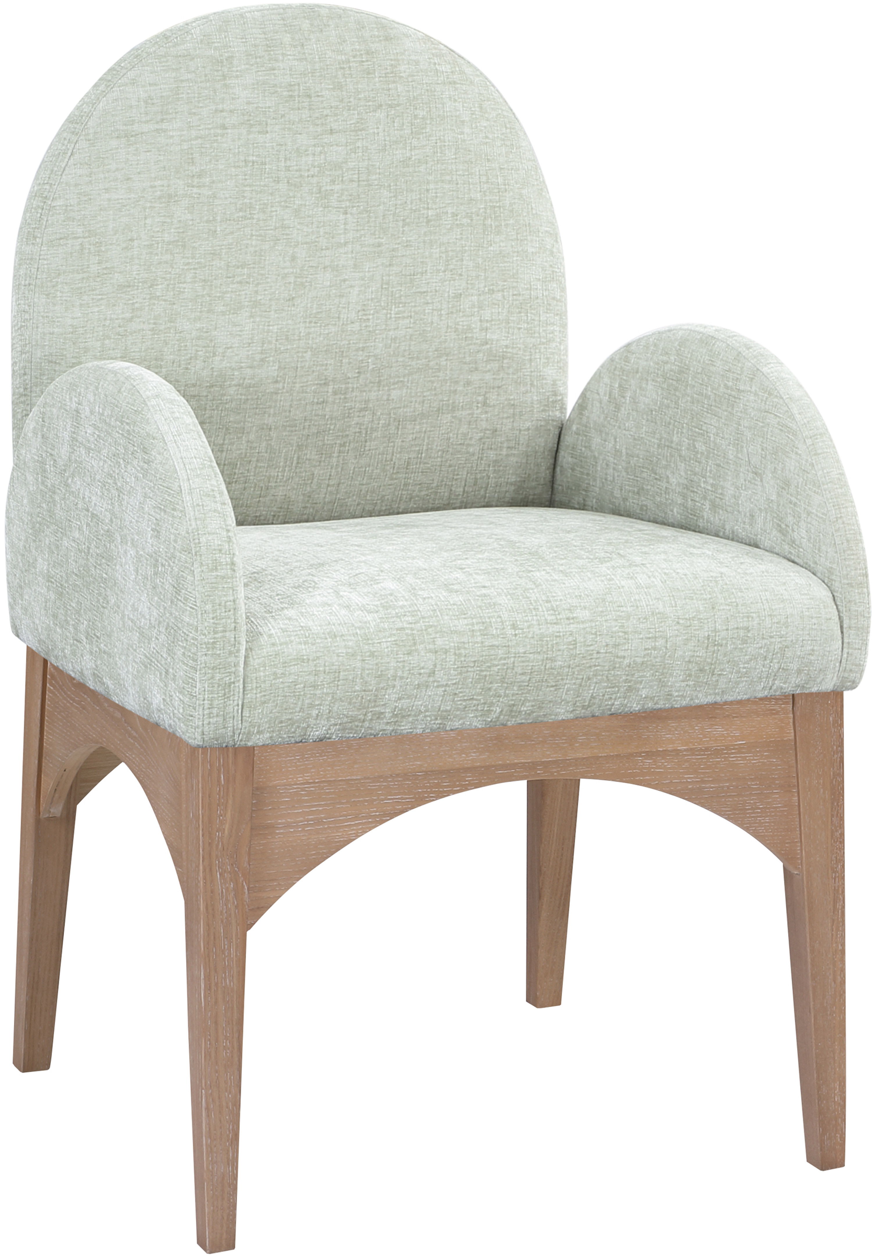Waldorf - Chenille Dining Arm Chair With Natural Legs - Mint