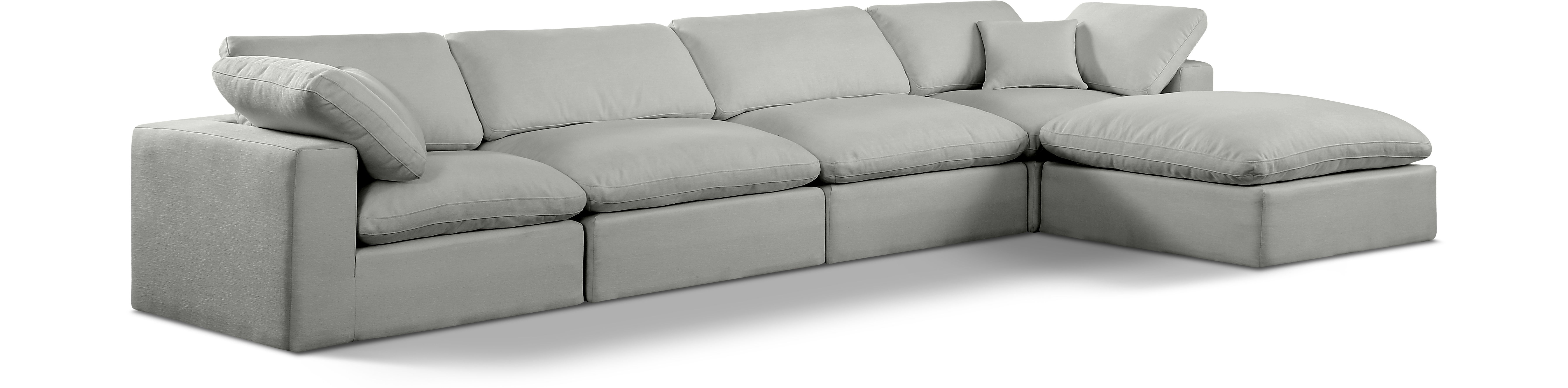 Comfy - 5 Piece Linen Modular Sectional With Chaise - Gray