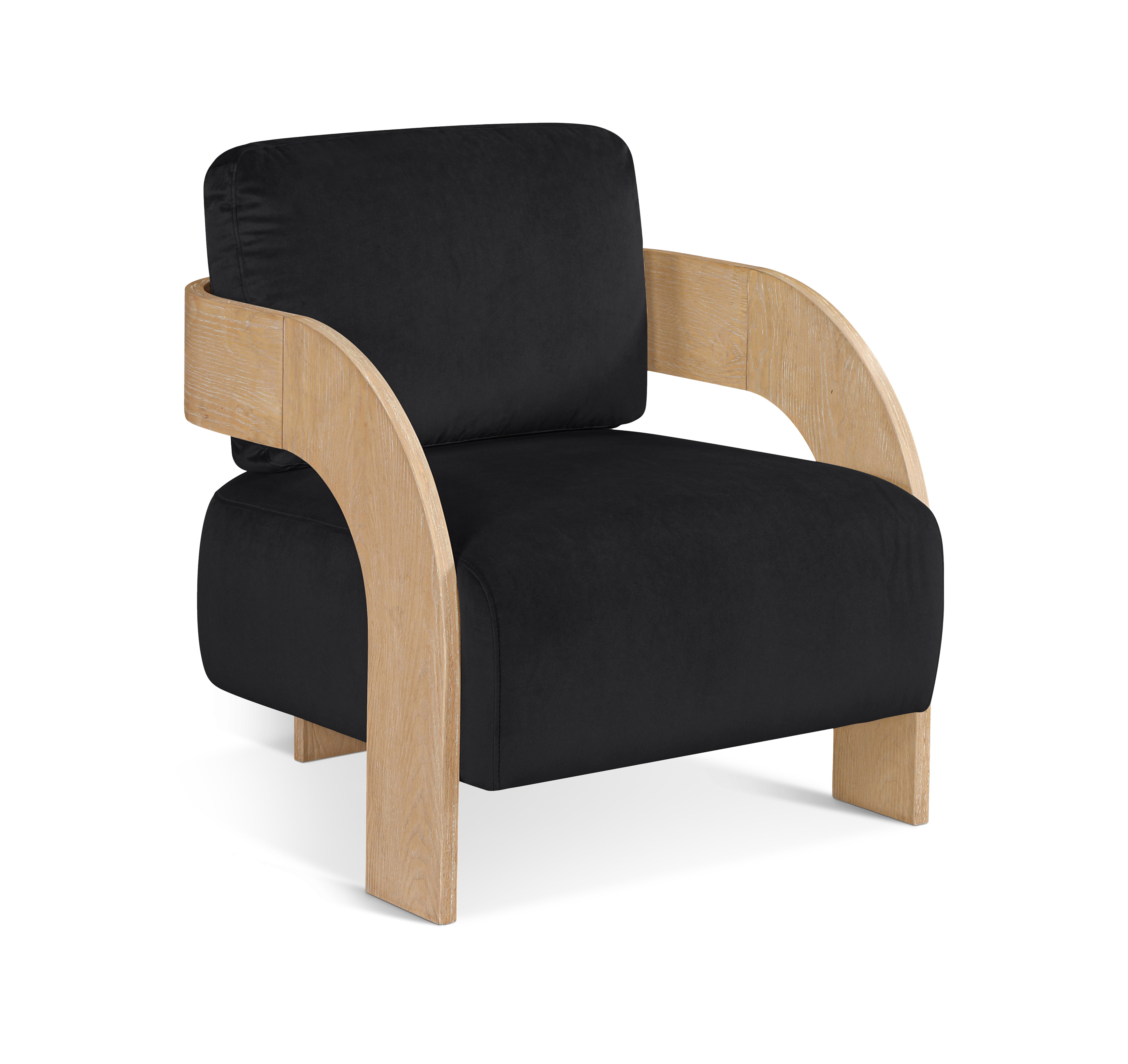 Cedra - Velvet Performance Fabric Upholstered Accent Chair - Black