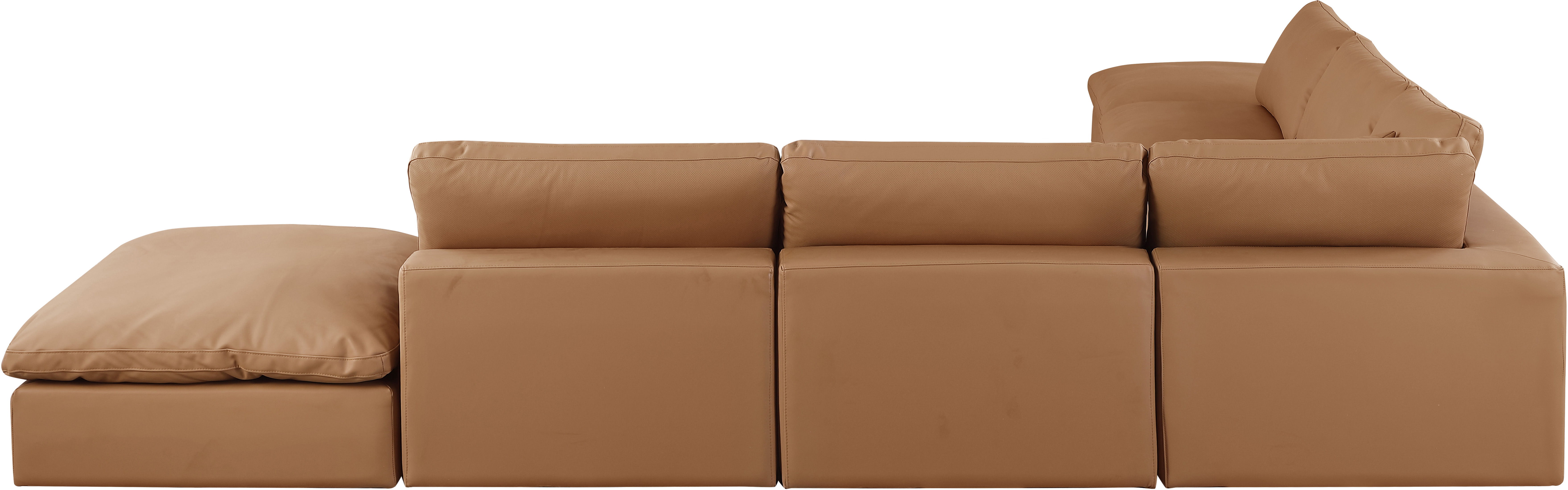 Comfy - 7 Piece Faux Leather Modular Corner Sectional - Cognac