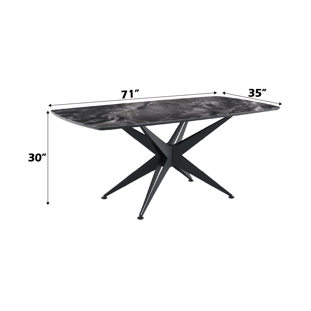 Klaus - Dining Table - Crystal Tempered Glass Top & Black Finish, black, view 5