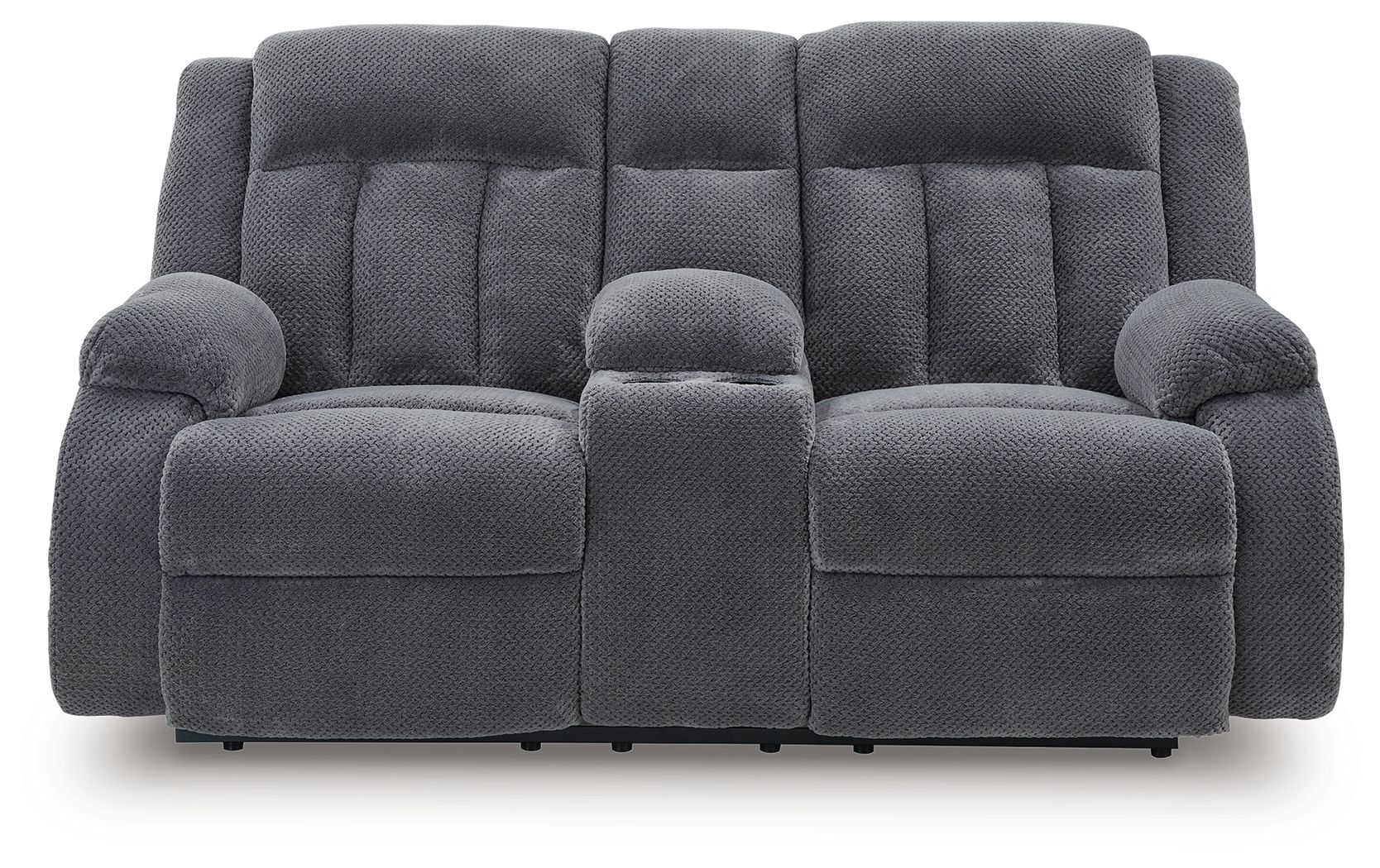 Ashley Furniture Observation - Double Reclining Power Loveseat With Console - Steel - Image 4