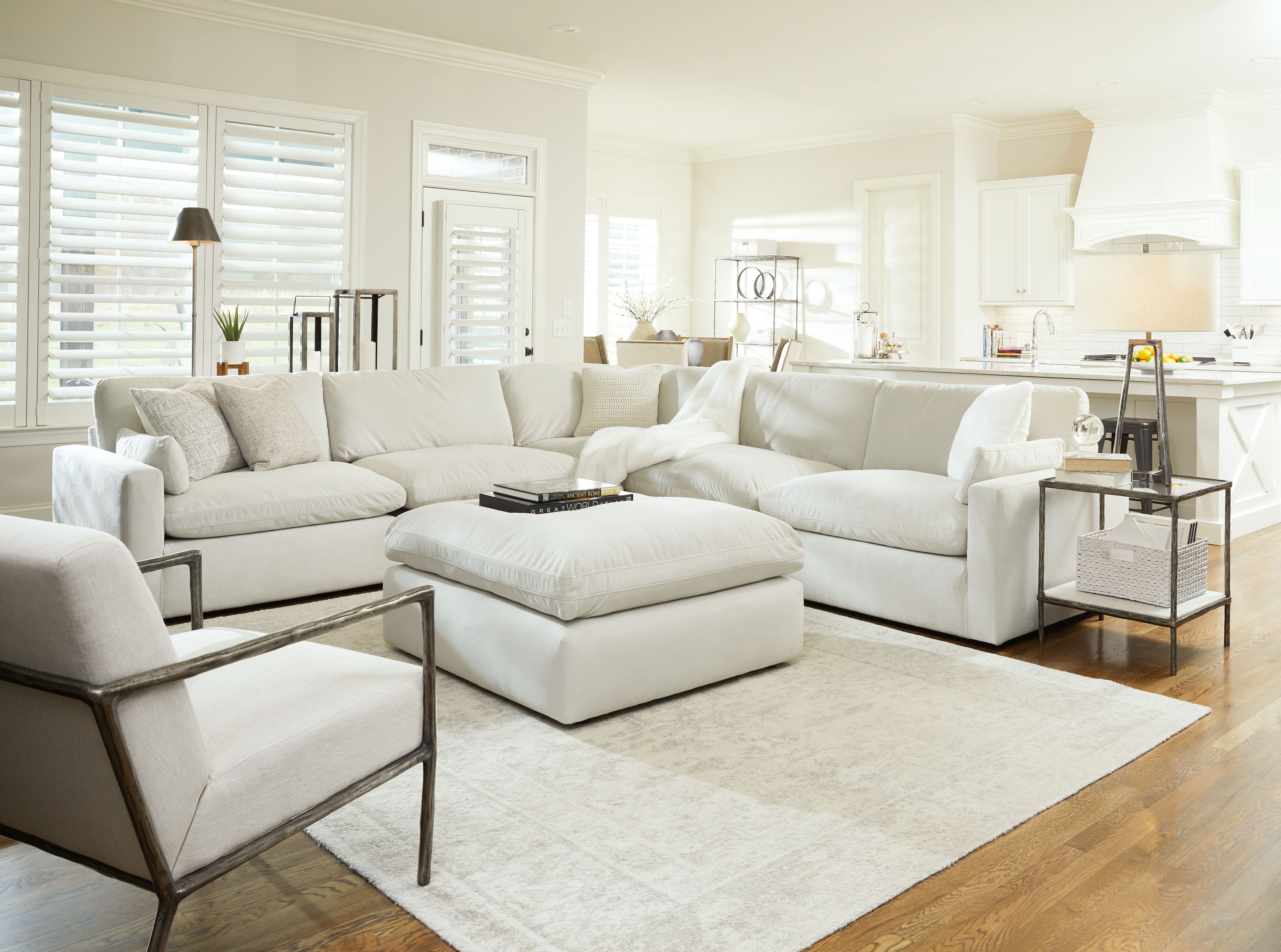Ashley Sophie - Light Gray - 6 Pc. - Left Arm Facing Chair 5 Pc Sectional, Ottoman