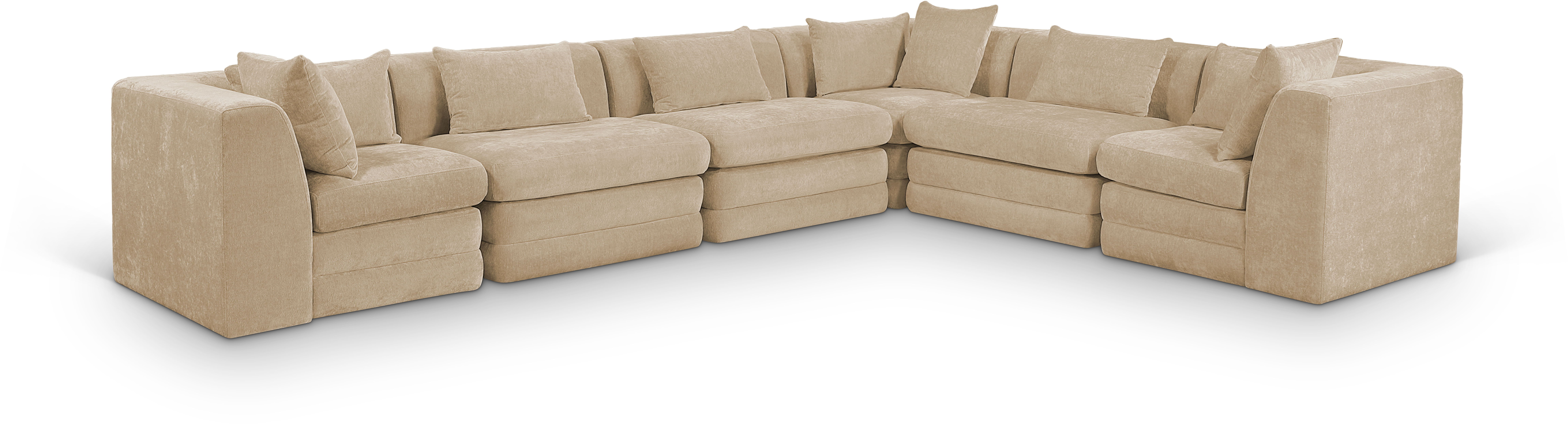 6 Pc · Chenille Fabric 152" Upholstered Modular Sectional