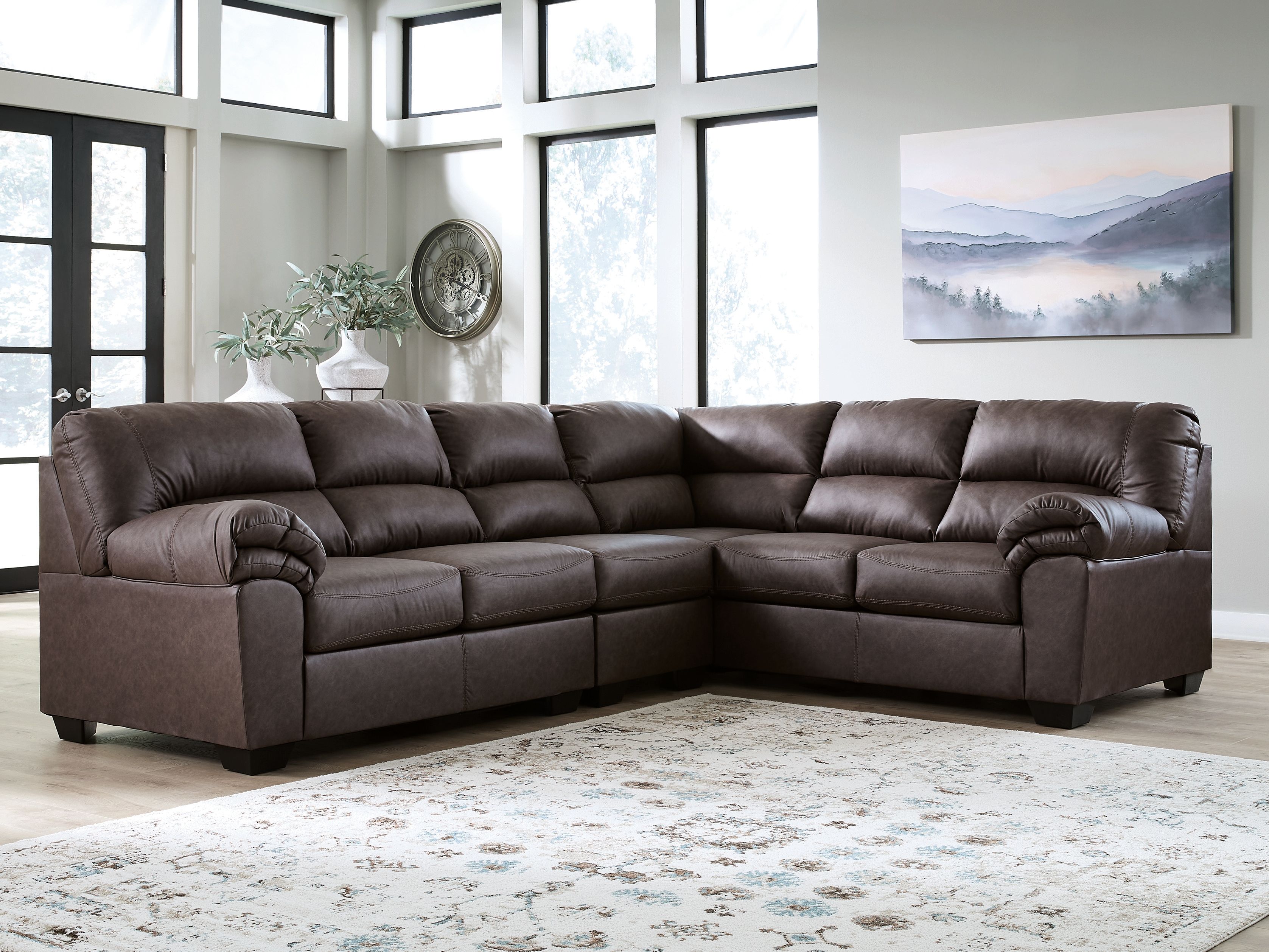 Ashley Furniture WillowBend - 3-Piece Sectional With RAF Sofa With Corner Wedge - Umber - Image 3