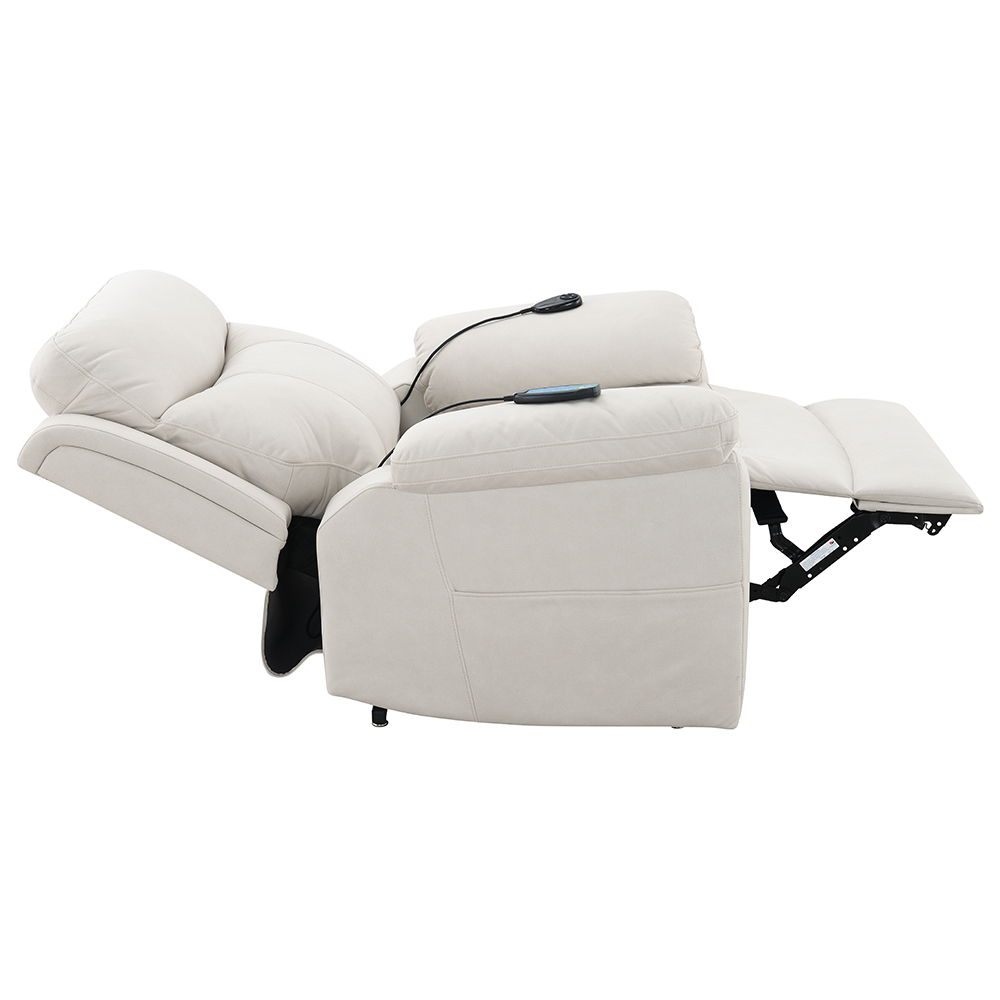 Chriki - Power Recliner With Lift & Heating & Massage - Beige Fabric, beige