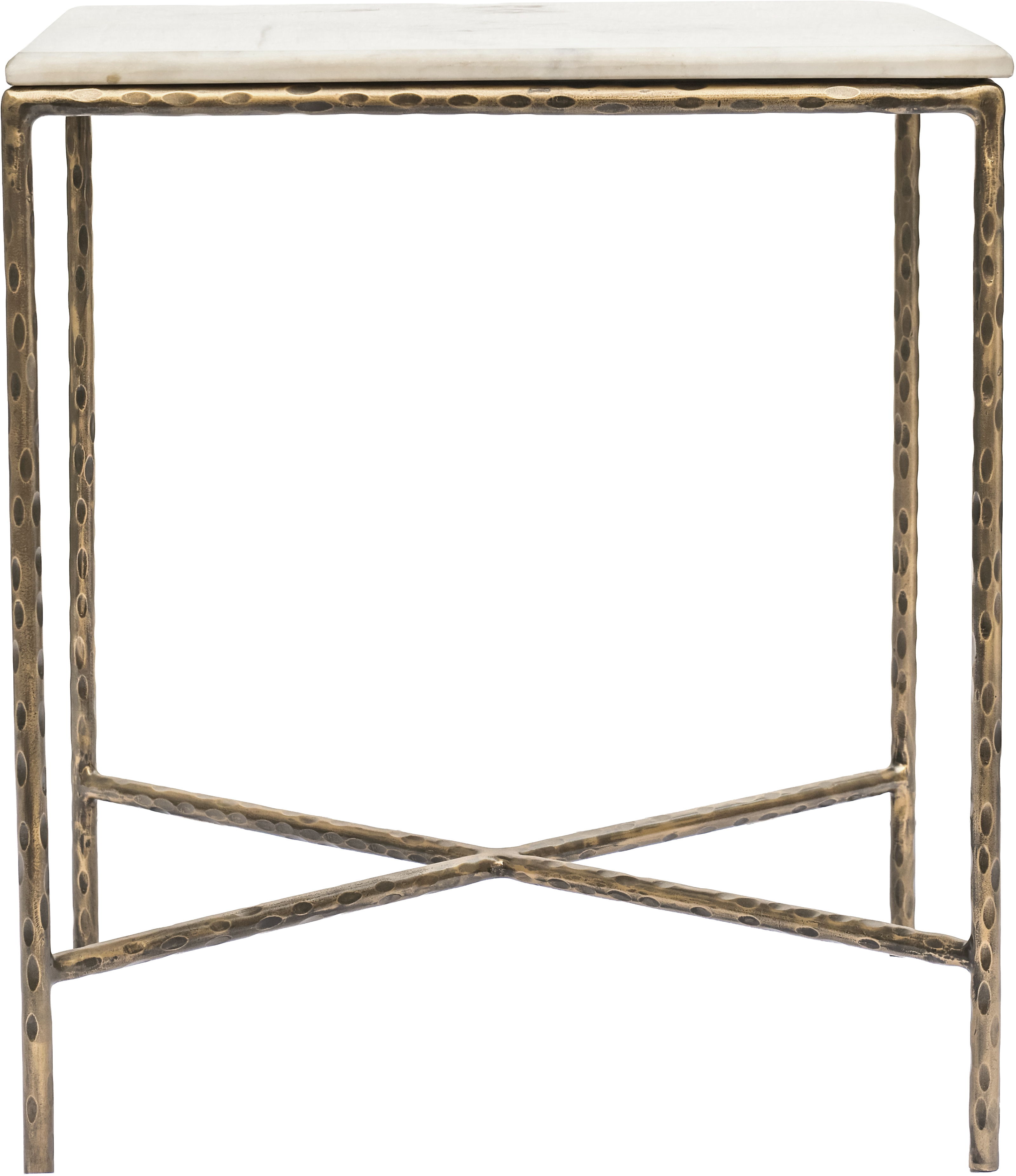 Valen - Marble And Iron End Table - White