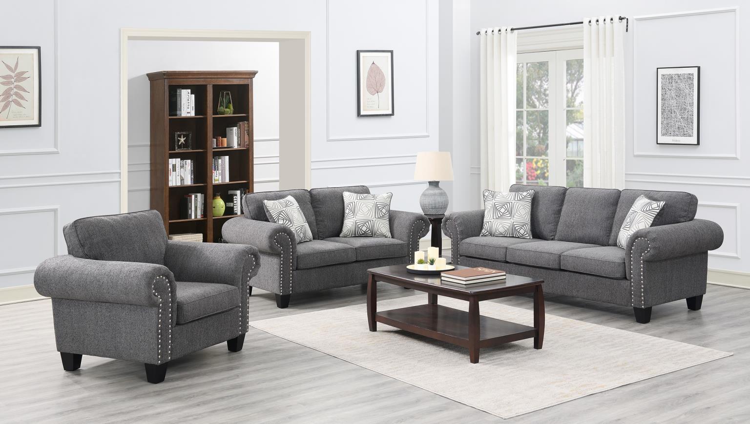 U270 - 2 Piece Living Room Set (Sofa & Loveseat) - Dark Gray