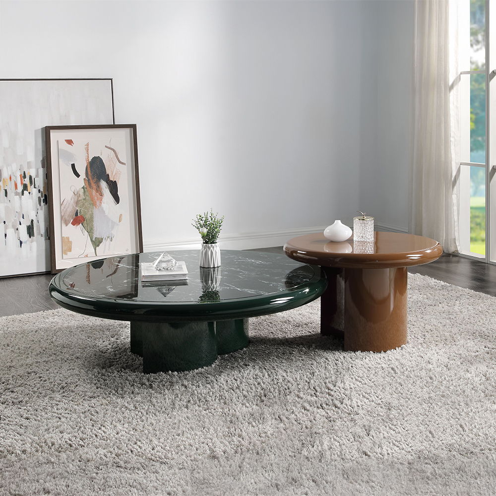 Ronald - Marble Pattern Top Coffee Table - Dark Green, dark green, view 5
