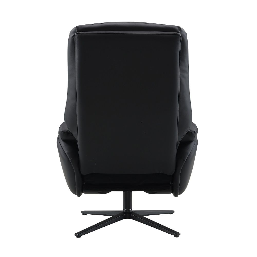 Labonita - Motion Accent Chair With Swivel & Ottoman - Black Top Grain Leather & Black, black, view 3