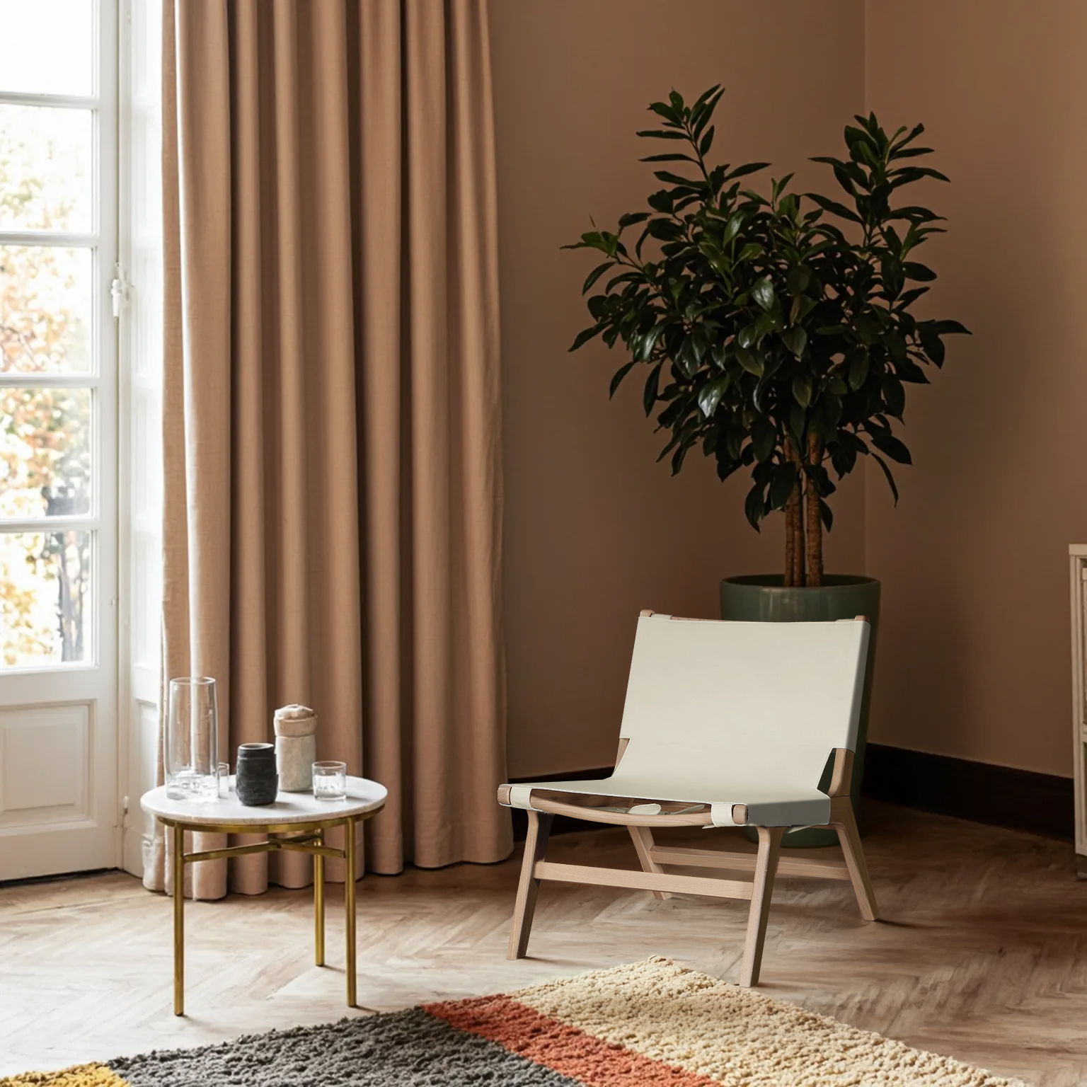 Rawlins - Vegan Leather Accent Chair - Cream