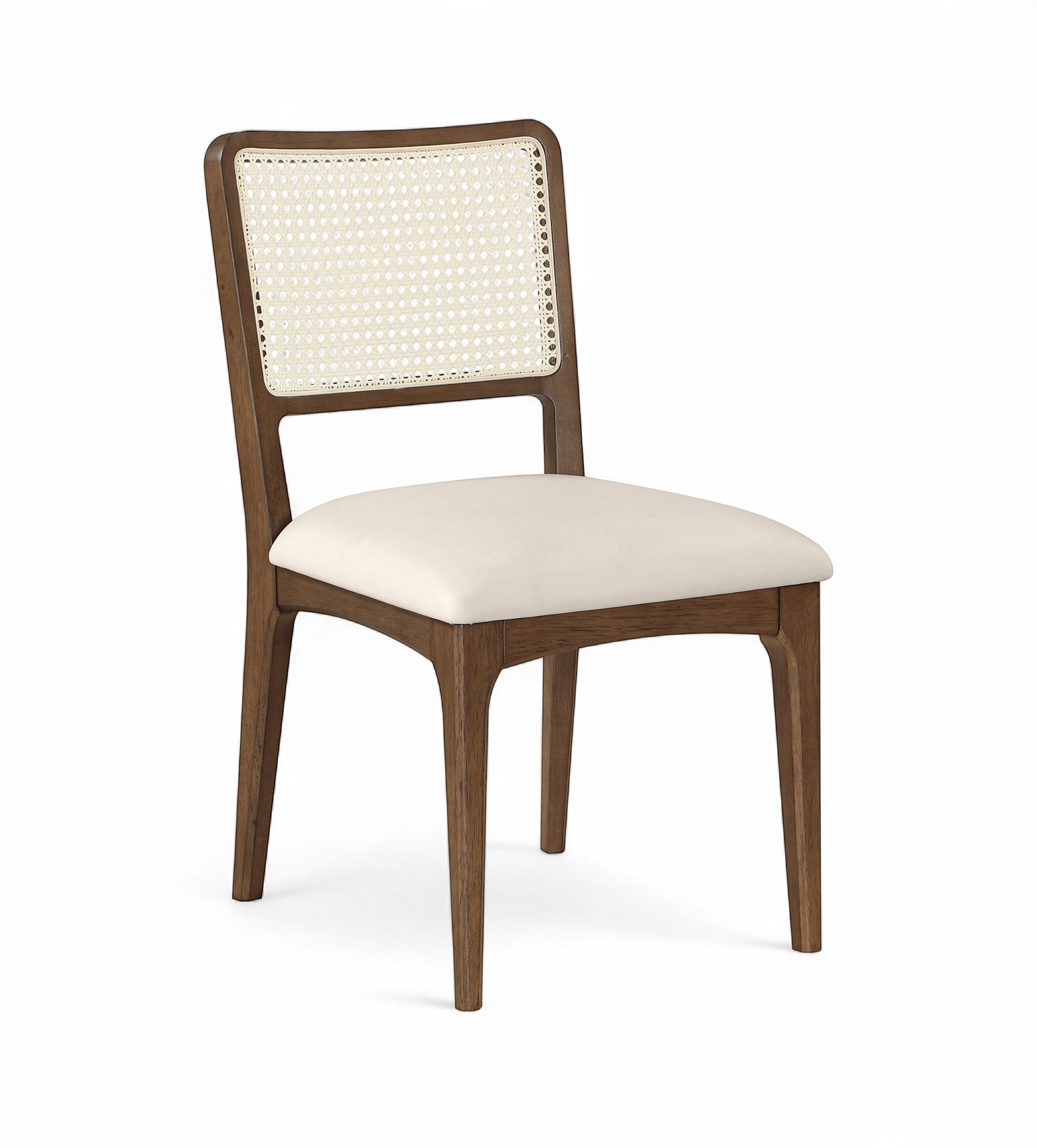 Atrium - Cane Back And Vegan Leather Upholstered Seat Dining Chair (Set of 2) - Cream / Brushed Brown