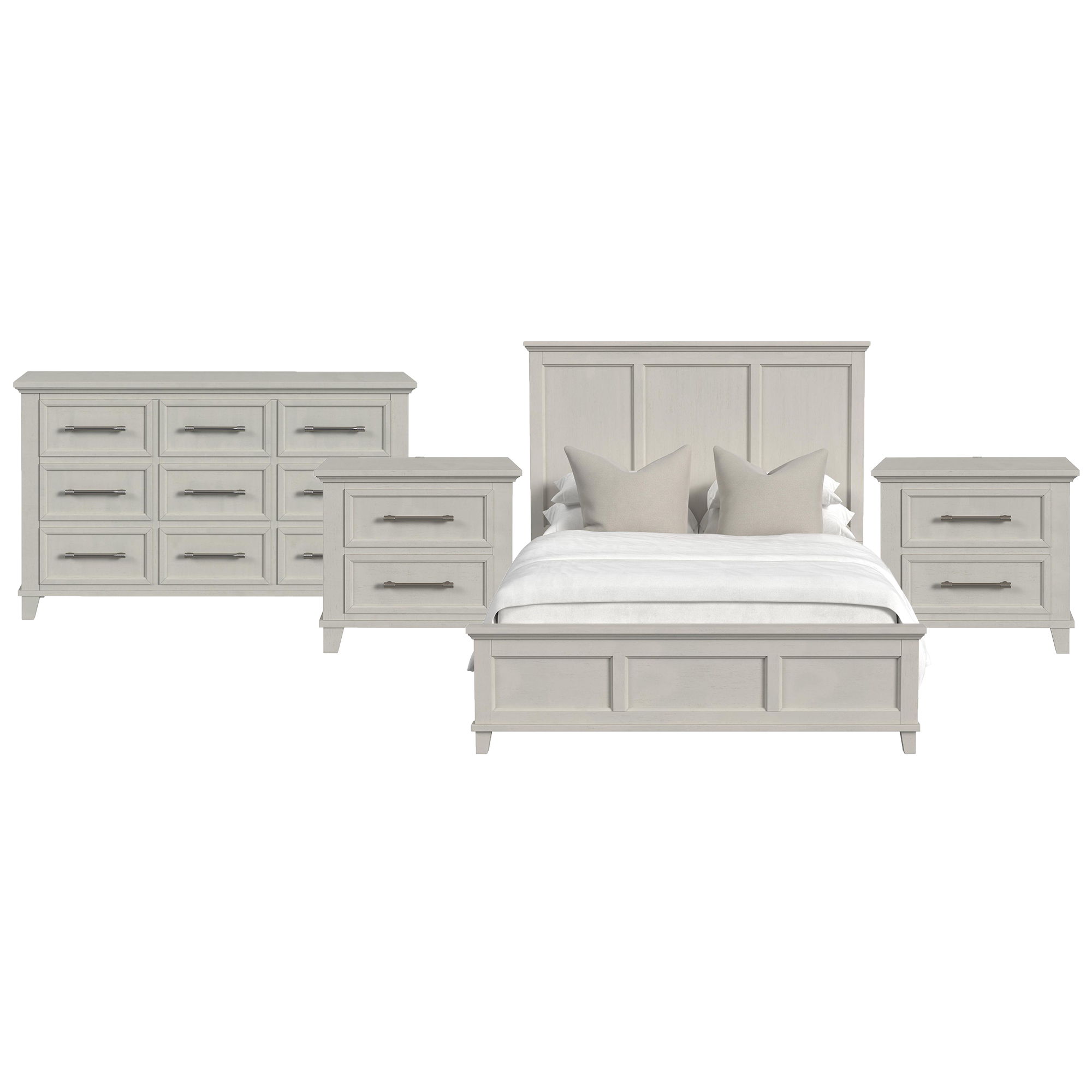 Queen · 4 Pc · Bedroom Set With 2 Nightstands & Dresser