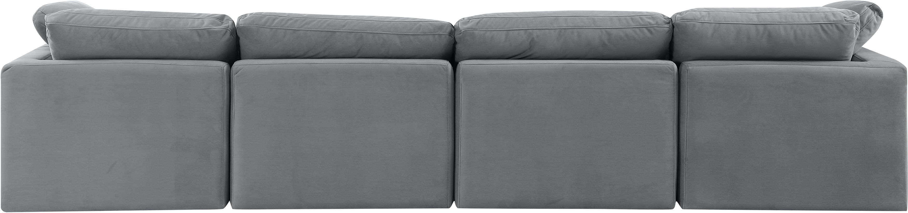 Indulge - Velvet 4 Piece Modular Sofa - Gray