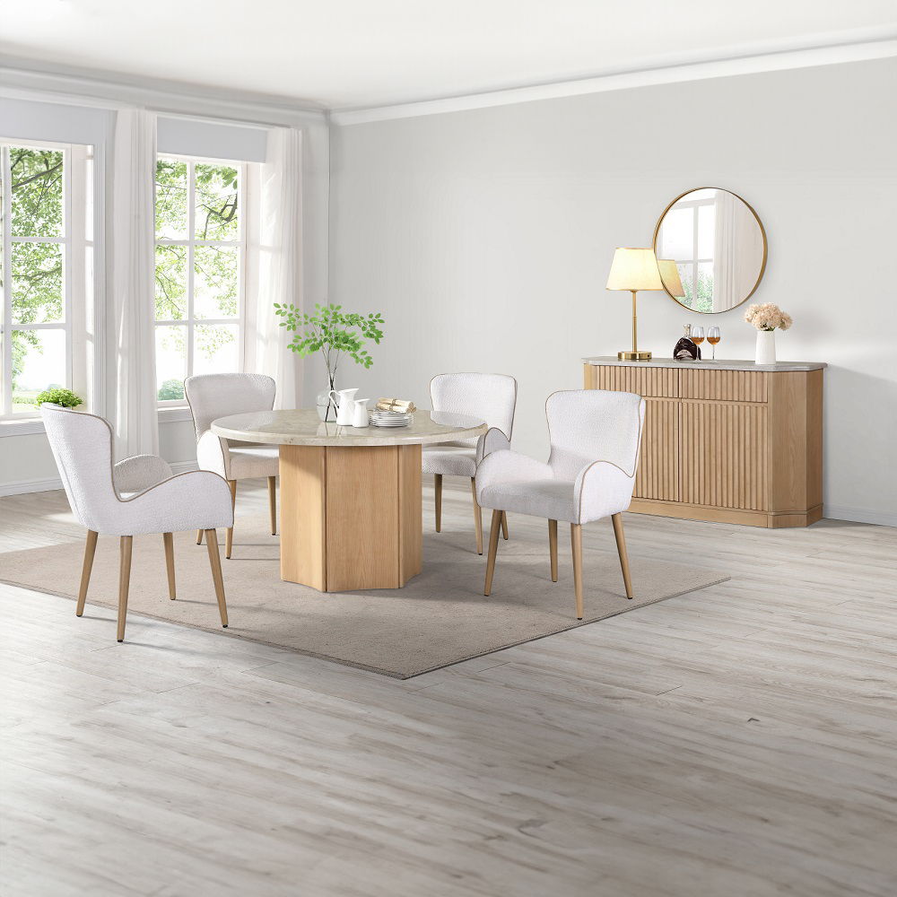 Adalynn - Side Chair (Set of 2) - Beige Boucle & Oak, white, view 6