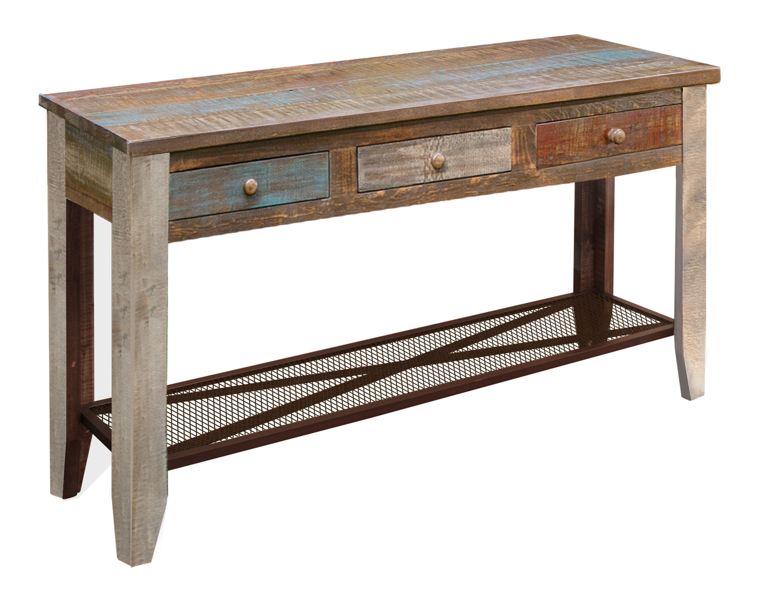 International Furniture Direct Antique - 3 Drawers Sofa Table - Multicolor