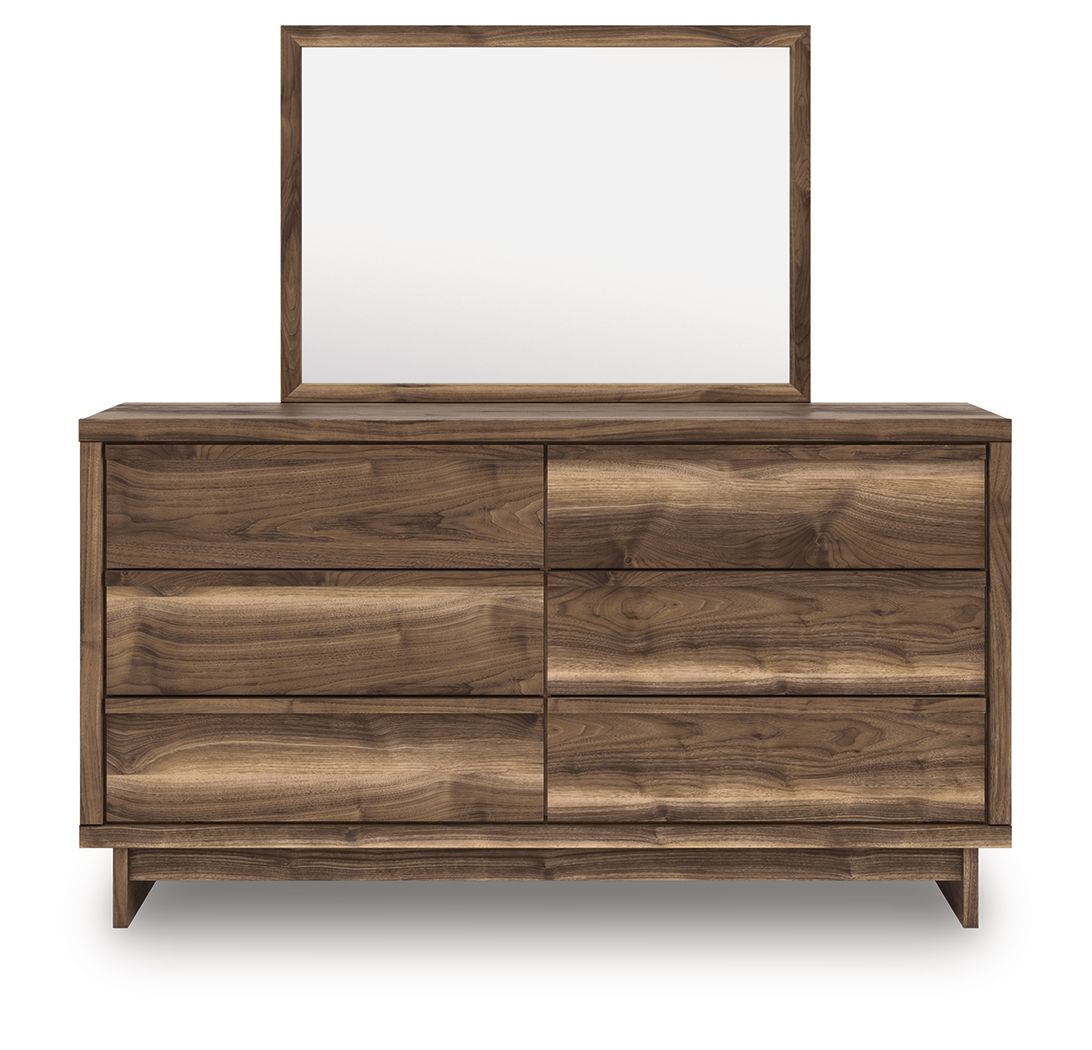 Chirason - Six Drawer Dresser And Mirror - Brown