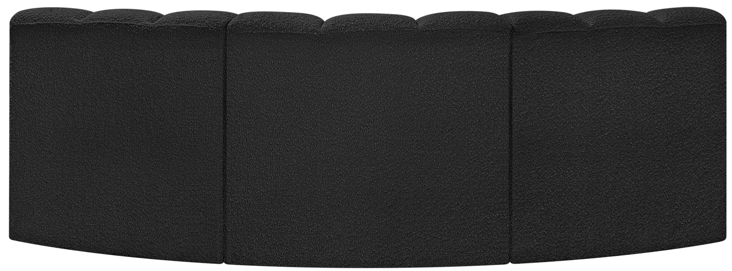 Arc - Boucle Fabric 3 Piece Modular Corner Sofa - Black
