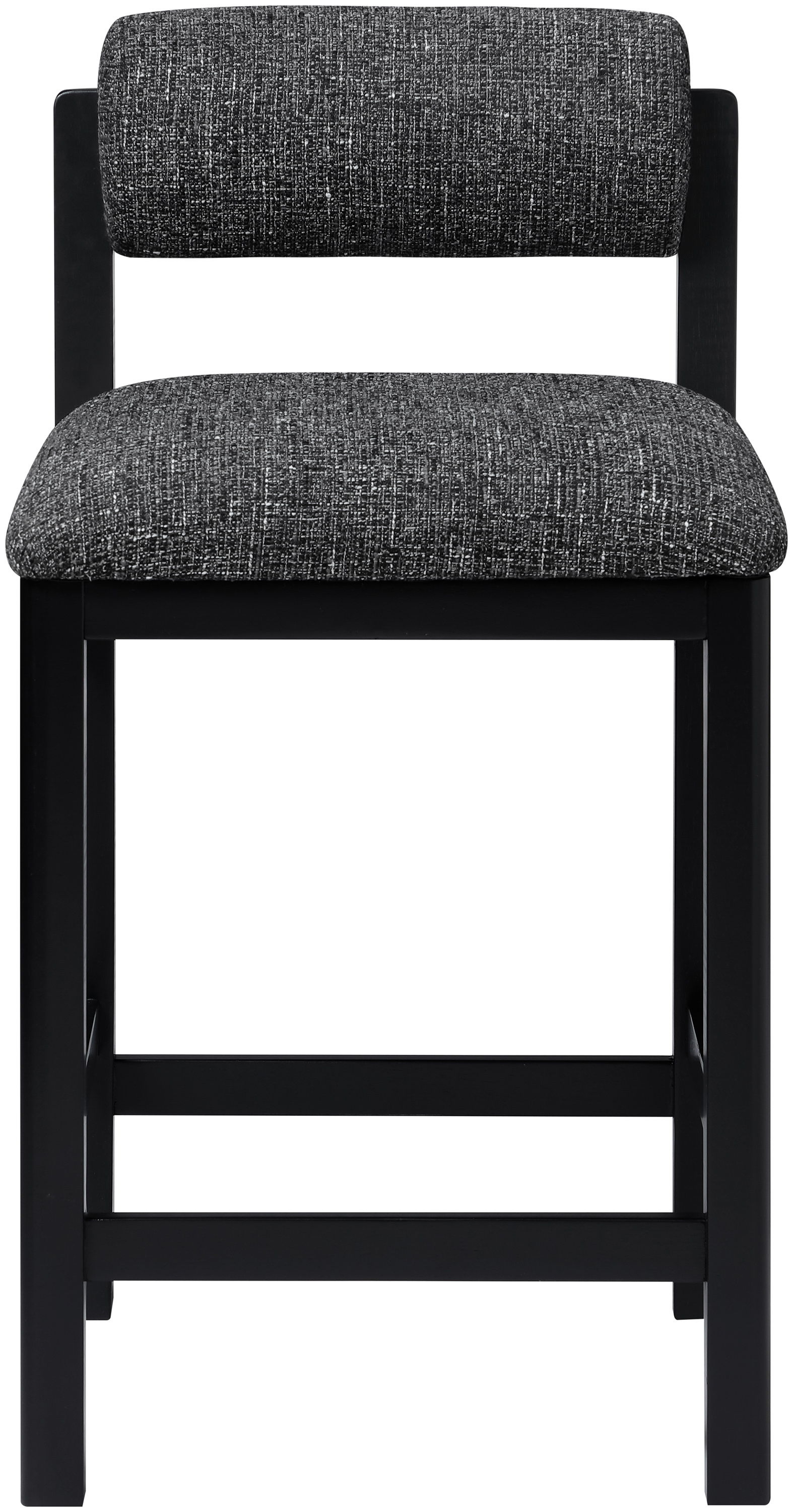 Roundhill - Linen Textured Fabric Upholstered Counter Stool - Black
