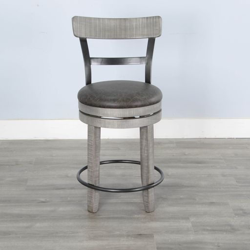 Alpine - 24\" Swivel Barstool With Cushion Seat - Gray Image