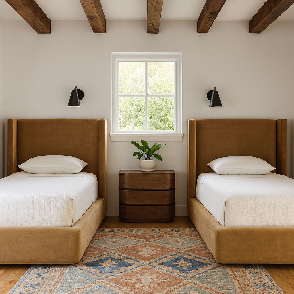 Kendall - Velvet Upholstered Twin Bed - Camel