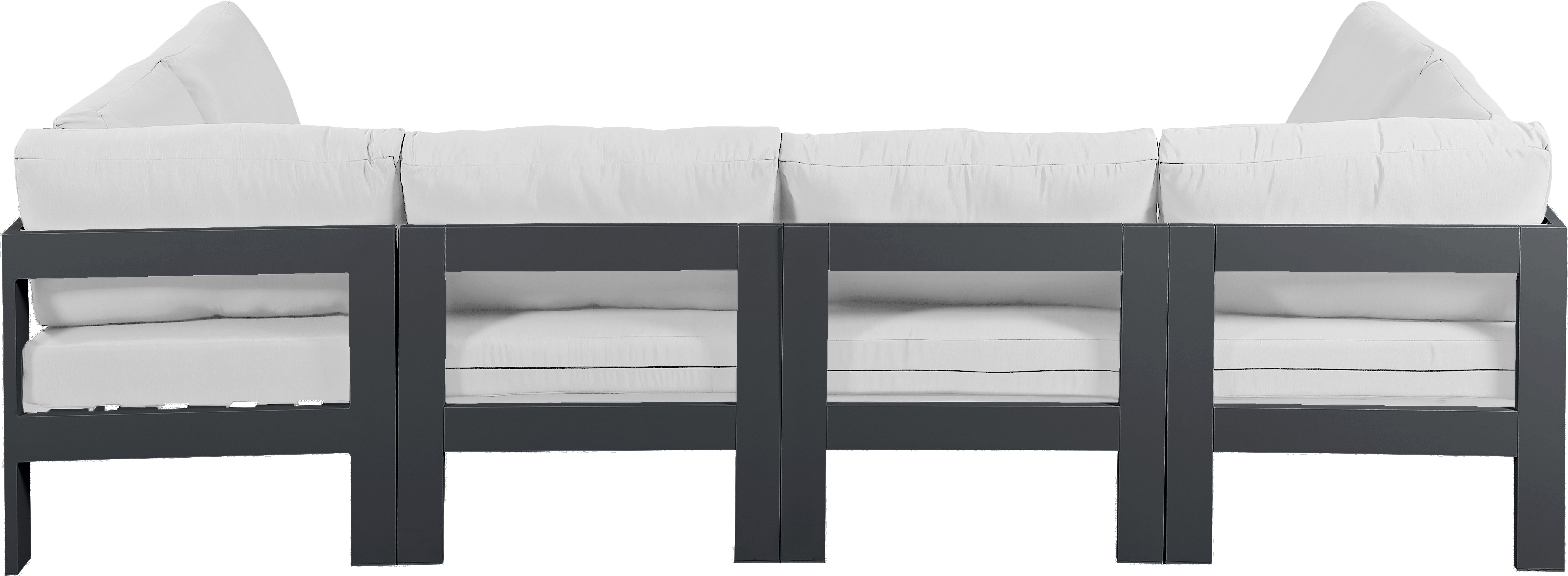 Nizuc - Outdoor Patio 6 Piece Modular U-Shaped Sectional With Gray Frame - White