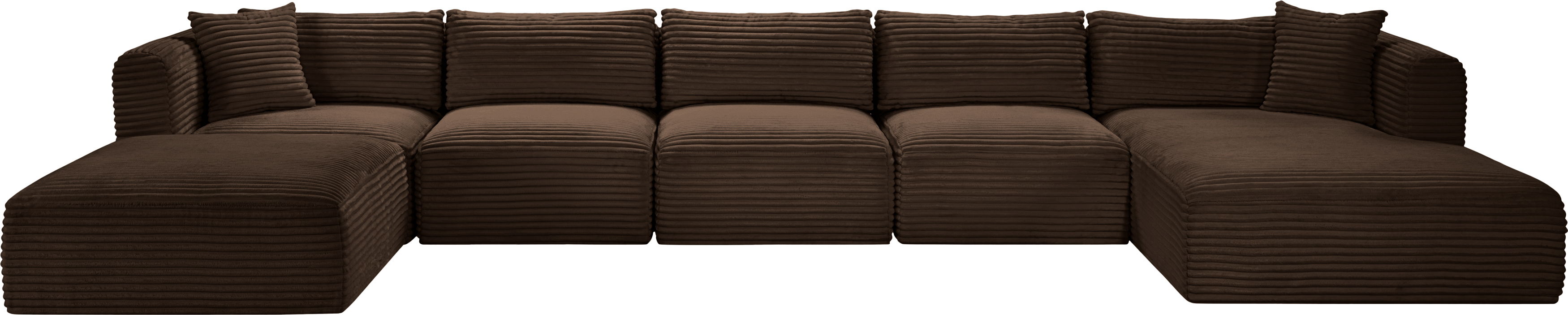 Shaggy - 6 Piece Modular Sectional With Chaise And Ottoman - Brown