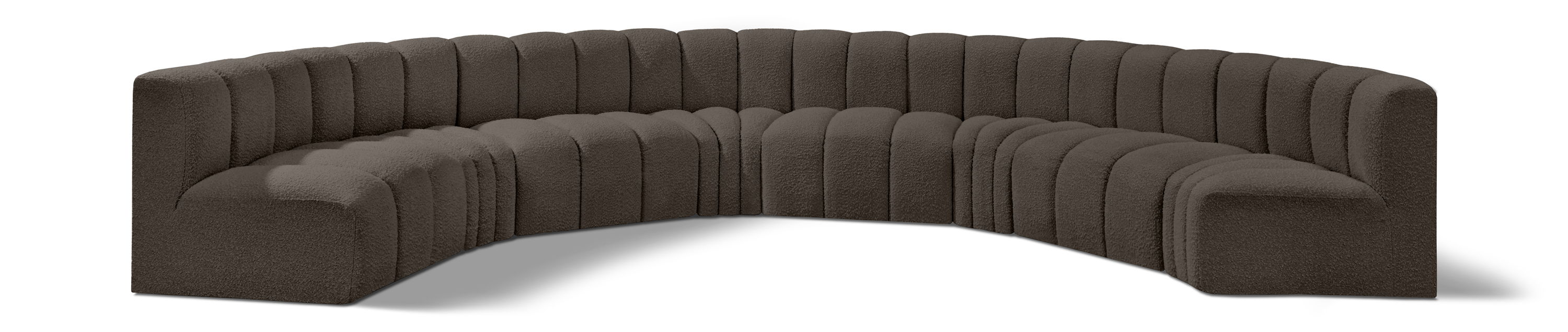 Arc - Boucle Fabric 8 Piece U-Shaped Modular Sofa - Brown