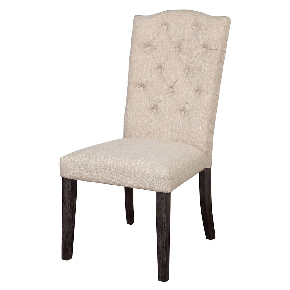 Gerardo - Side Chair (Set of 2) - Beige Linen & Weathered Espresso, beige, view 2