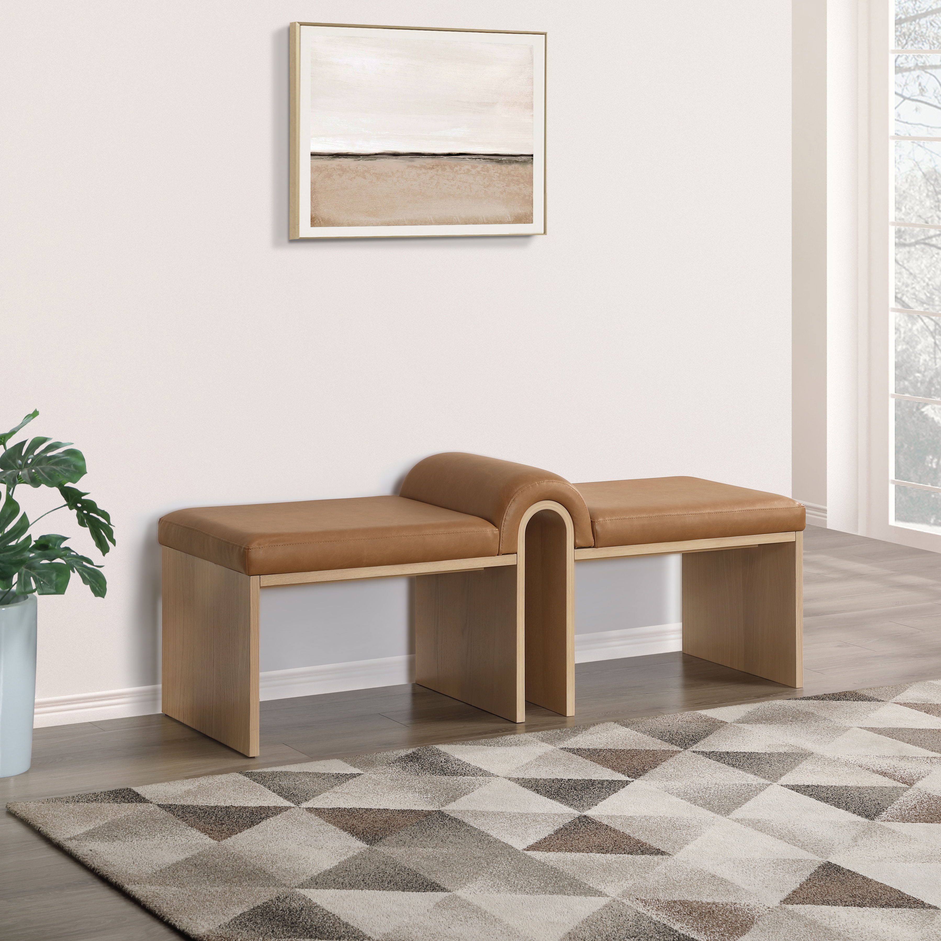 Delphine - Vegan Leather Bench - Cognac