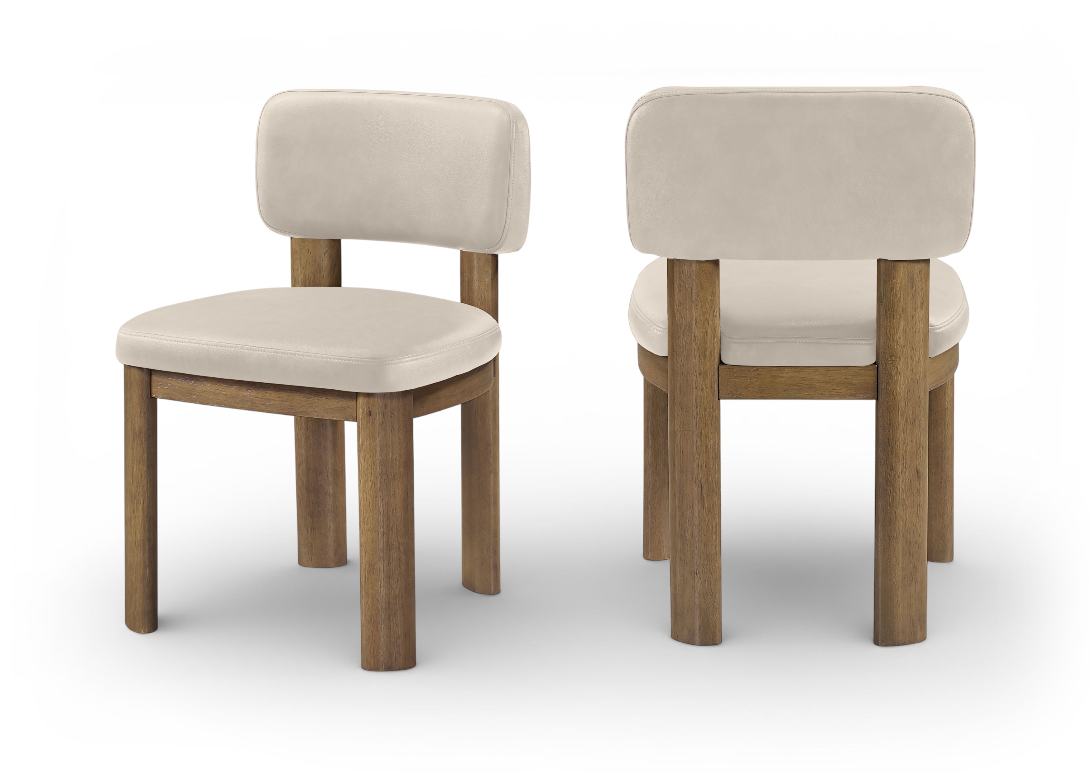 Paloma - Vegan Leather Upholstered Dining Chair (Set of 2) - Taupe / Light Brown Walnut