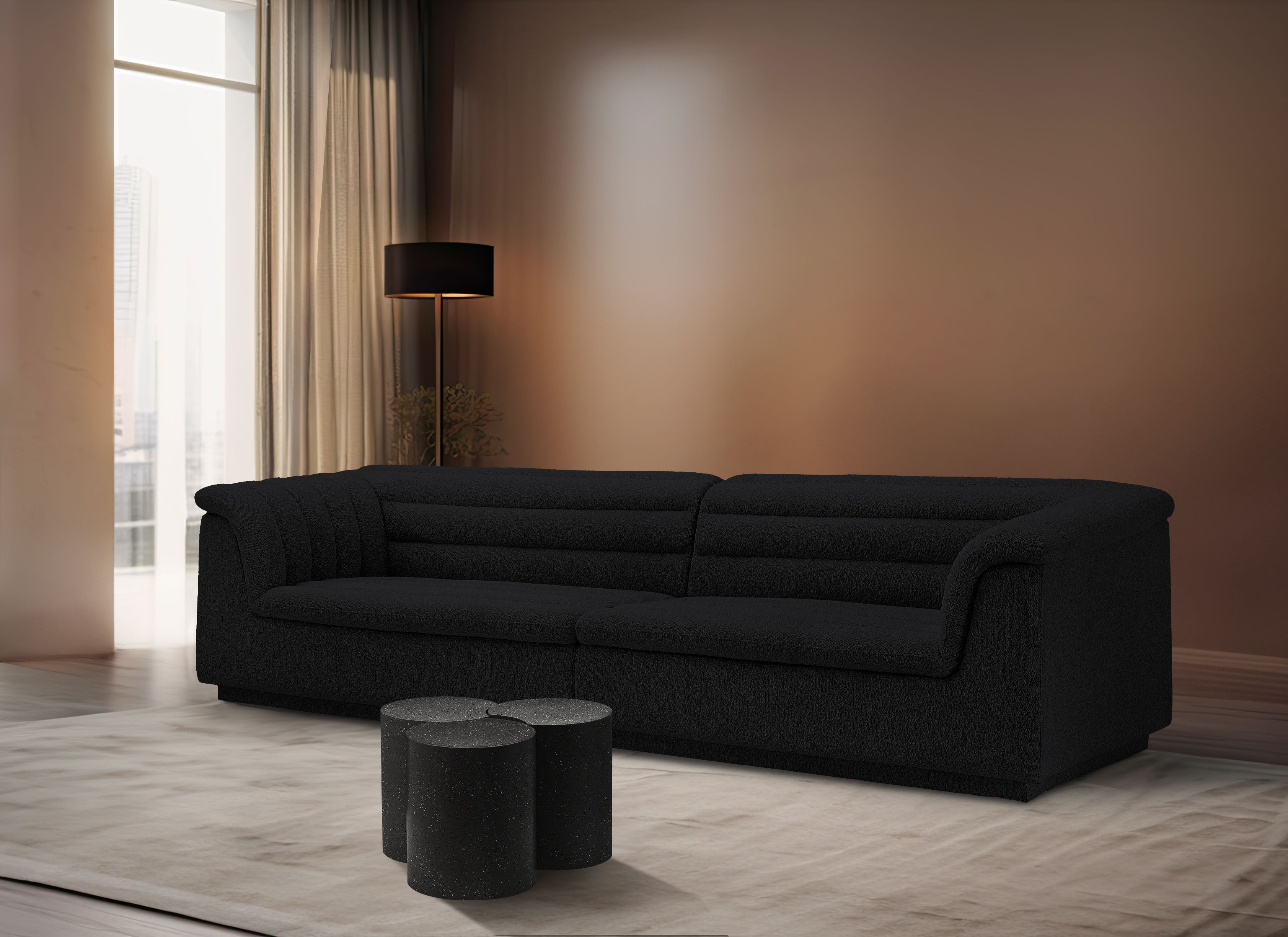 Dimple - 20" 3 Piece Modular Coffee Table - Black Terazzo