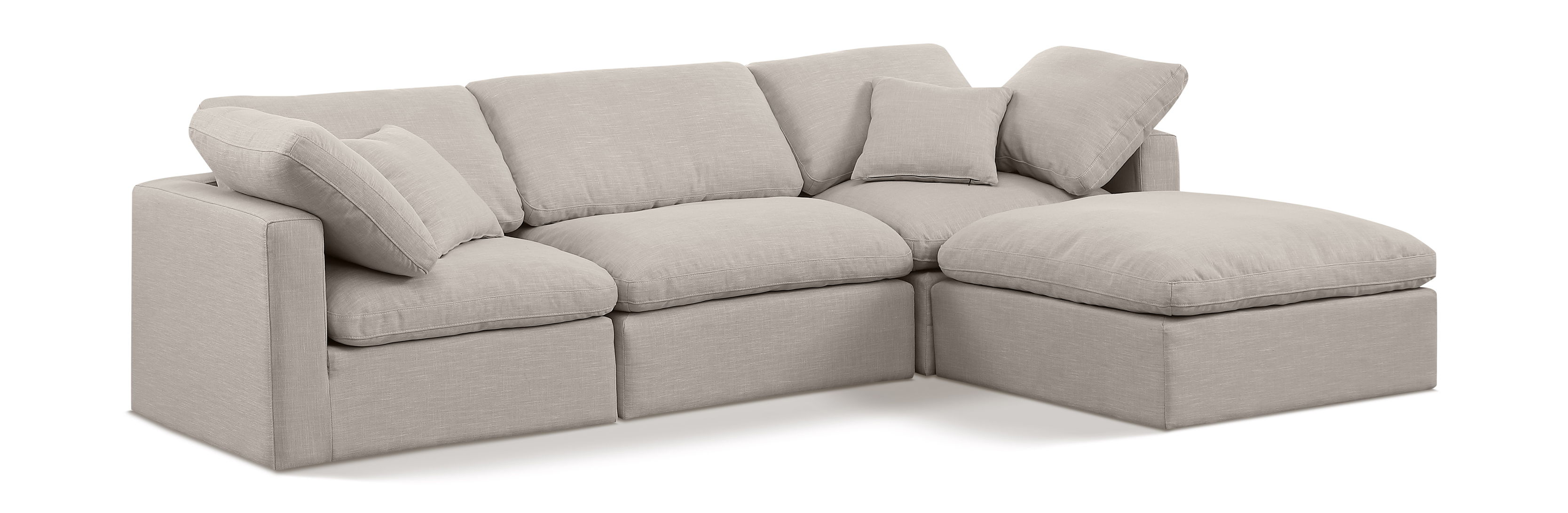 Indulge - Linen 4 Piece Modular Sectional With Chaise - Ivory
