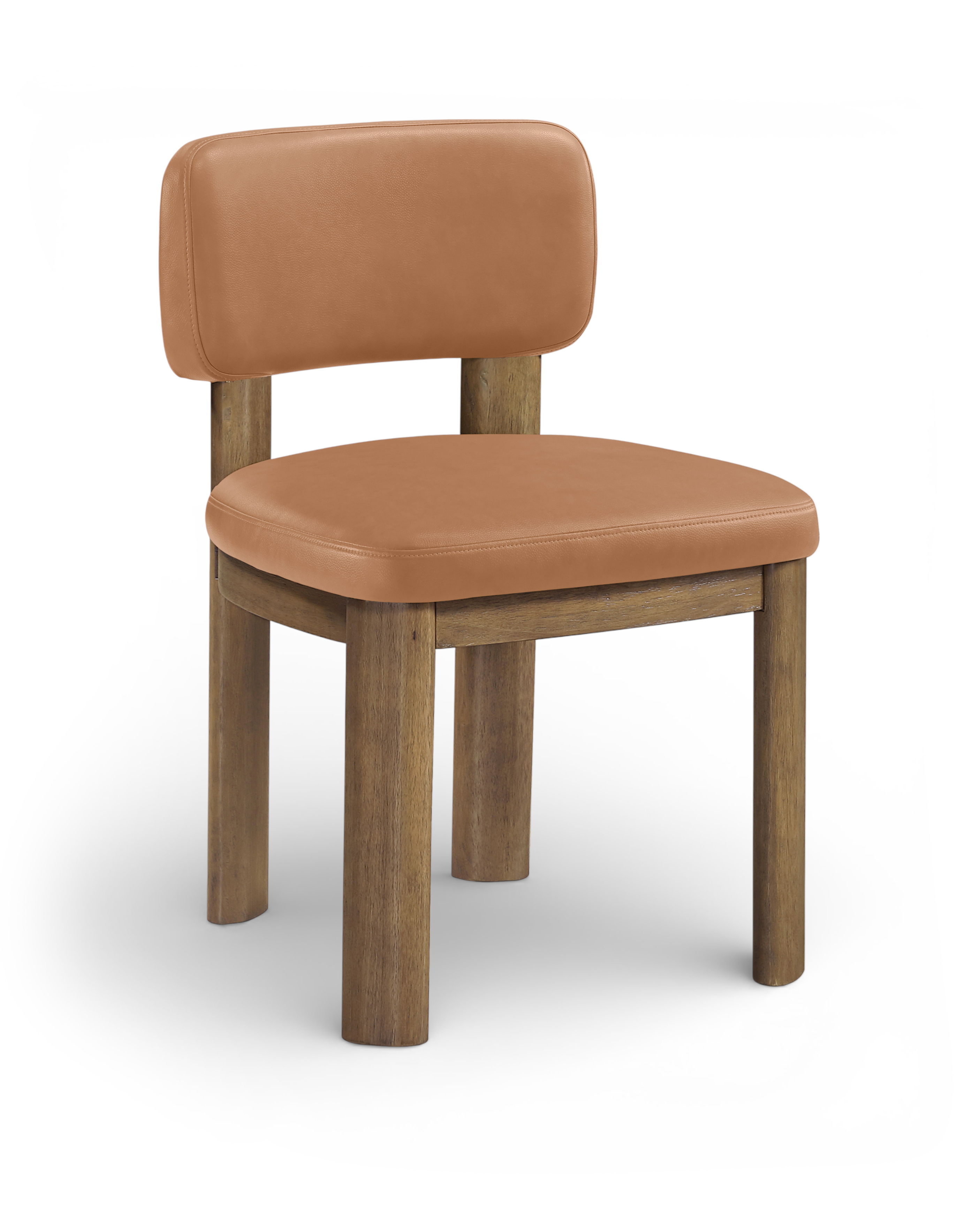 Paloma - Vegan Leather Upholstered Dining Chair (Set of 2) - Cognac / Light Brown Walnut