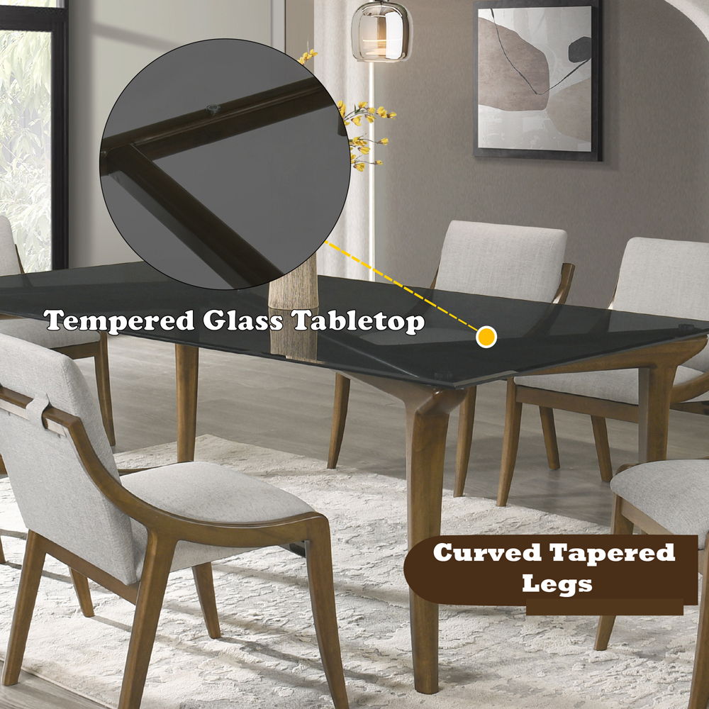Danzel - Dining Table With Glass Top - Vintage Oak, dark brown, view 8