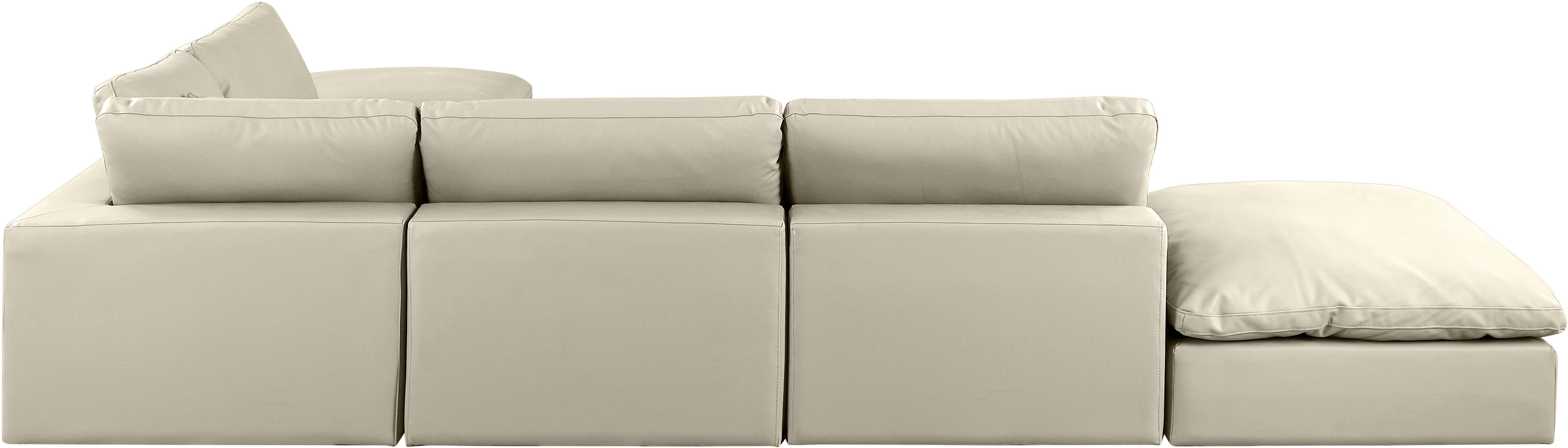 Comfy - 6 Piece Faux Leather Modular Sectional - Cream