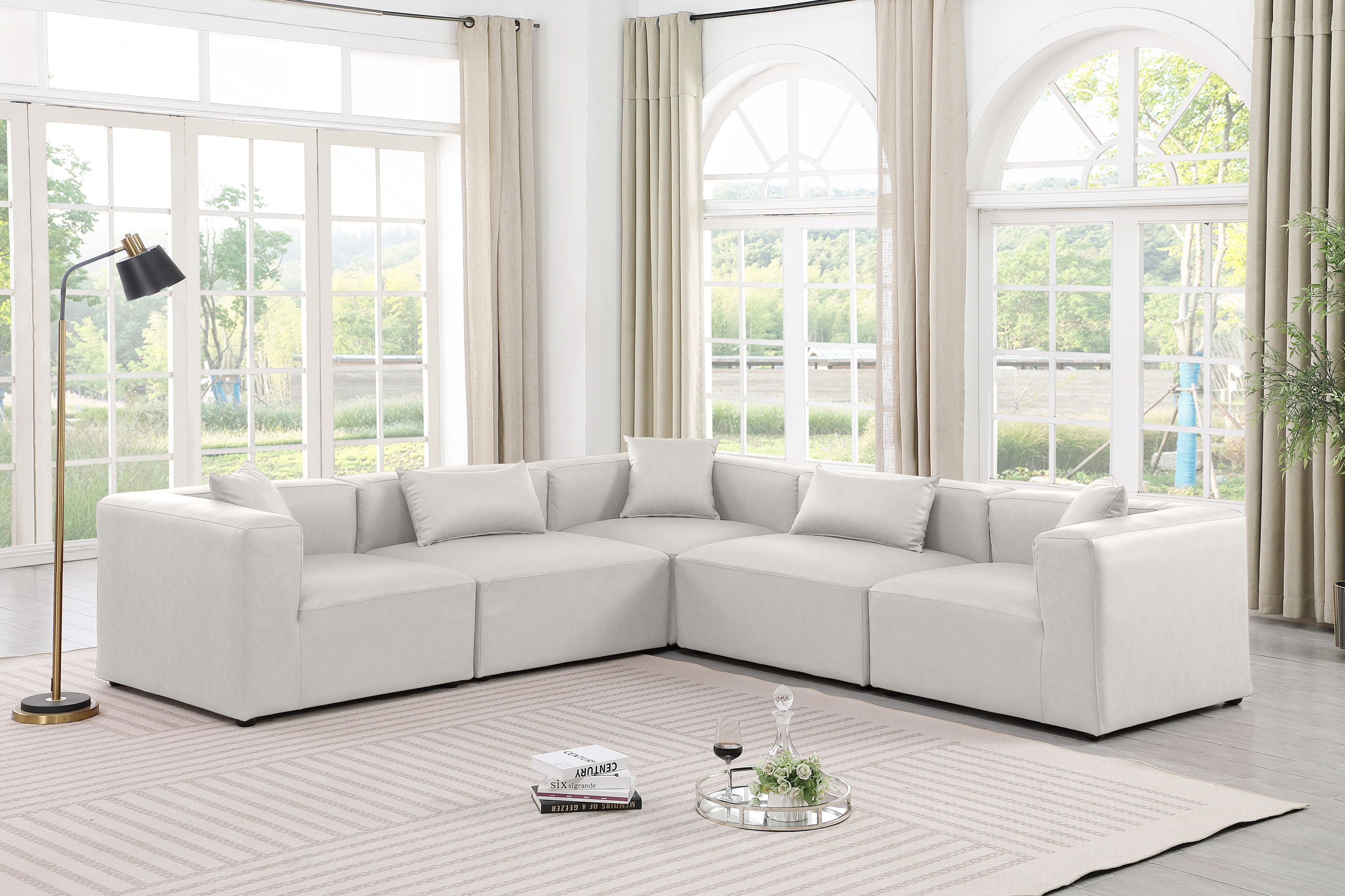 Cube - 5 Piece Modular Corner Sectional - Cream