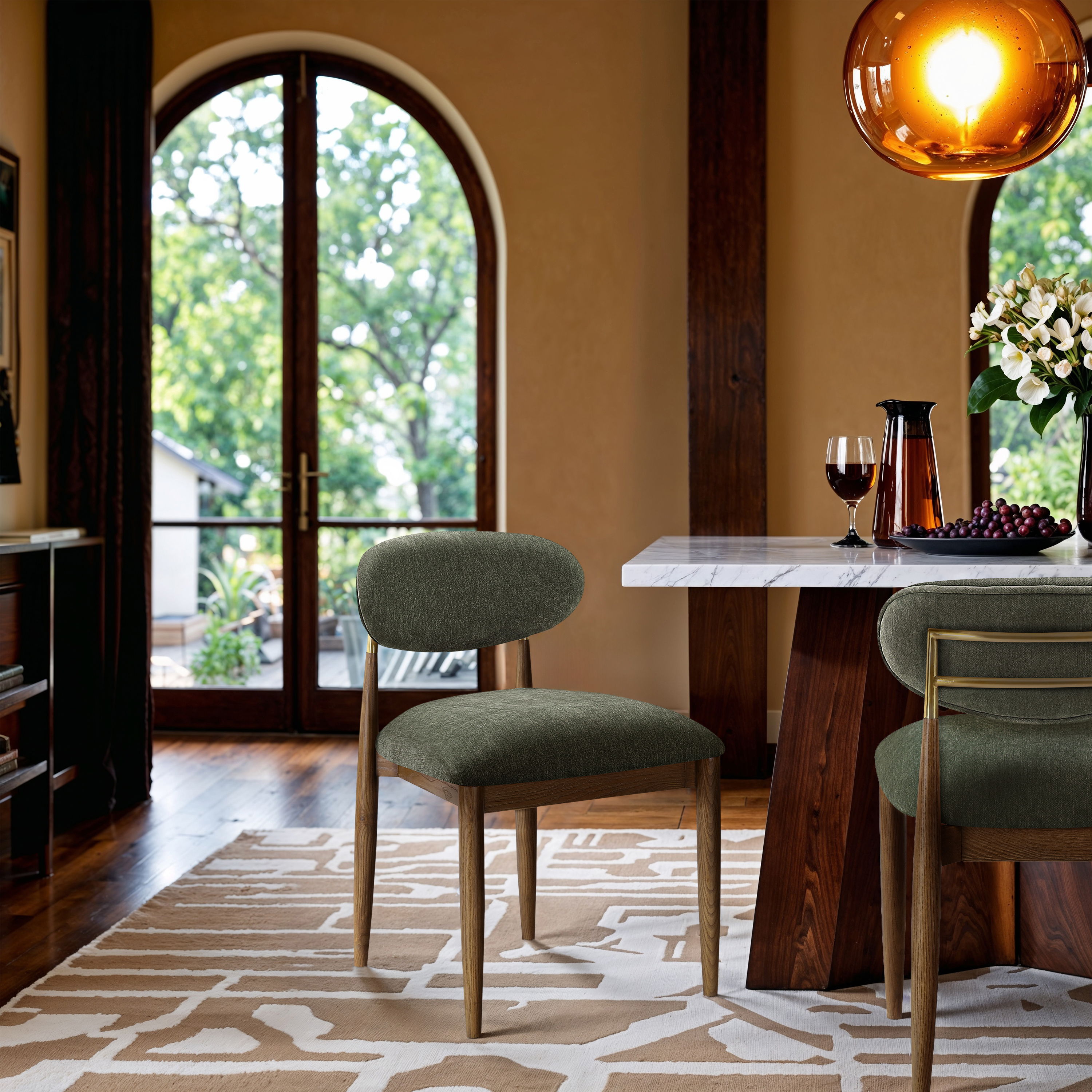 Riccio - Performance Fabric Upholstered Dining Side Chair (Set of 2) - Olive