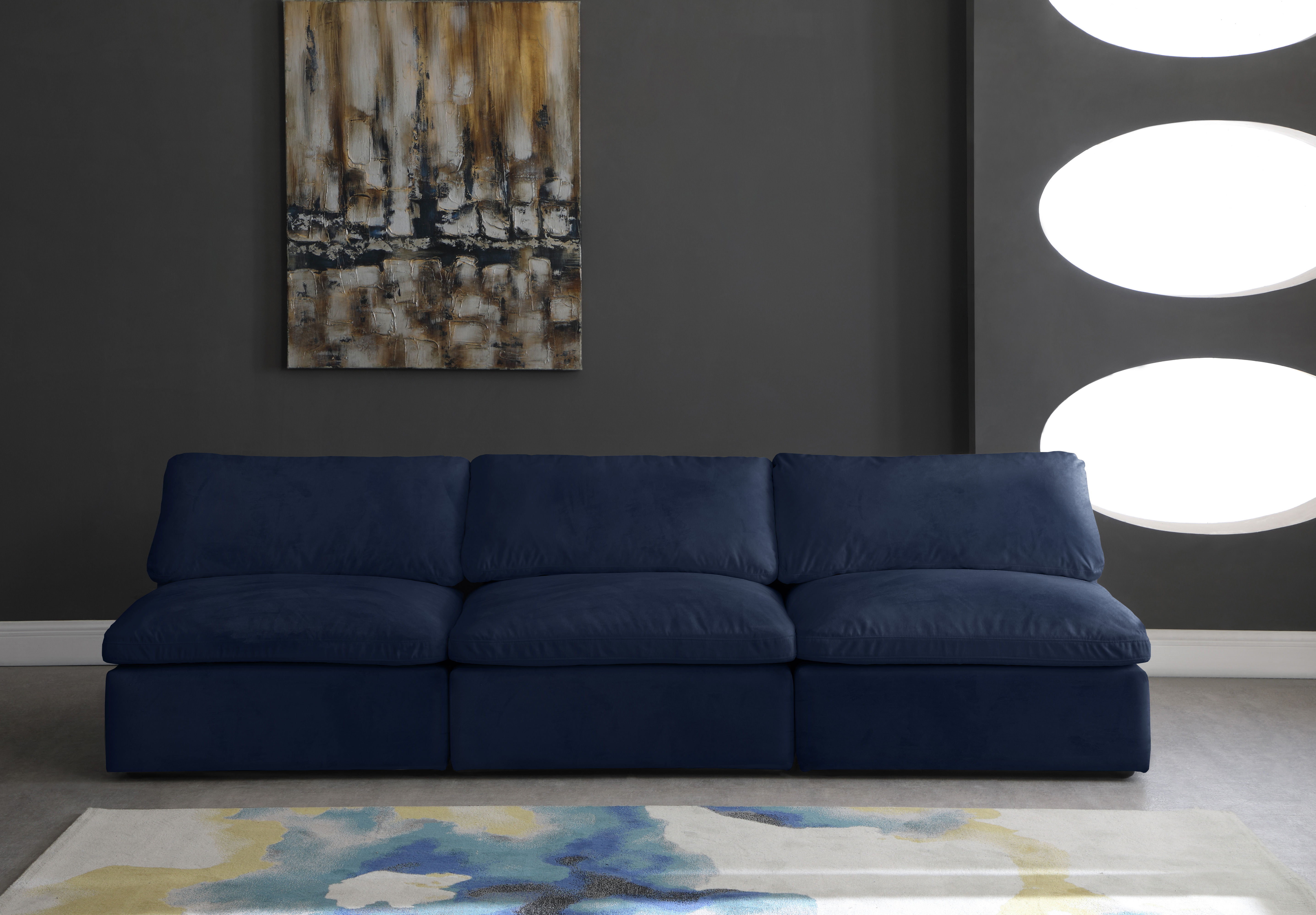 Cozy - Modular 3 Piece Armless Sofa - Navy