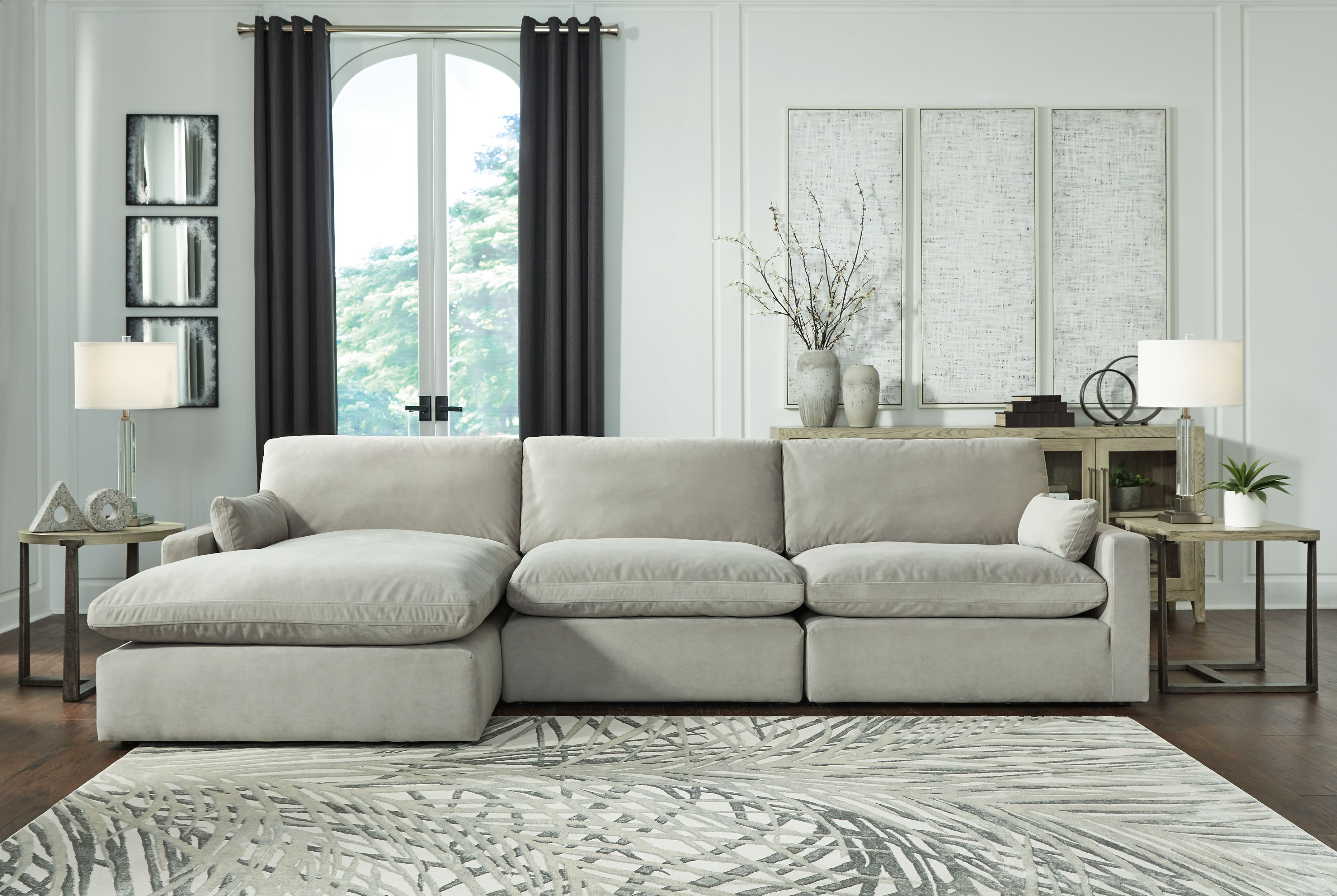 Ashley Sophie - Gray - Left Arm Facing Corner Chaise 3 Pc Sectional