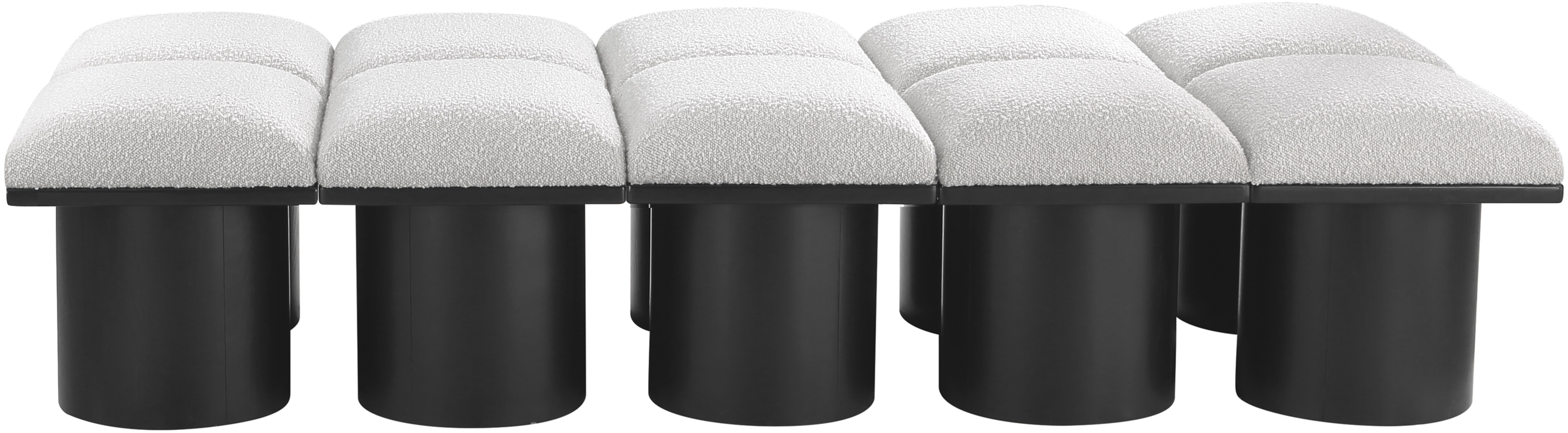 Pavilion - 77.5" 10 Piece Modular Bench With Black Base - Cream