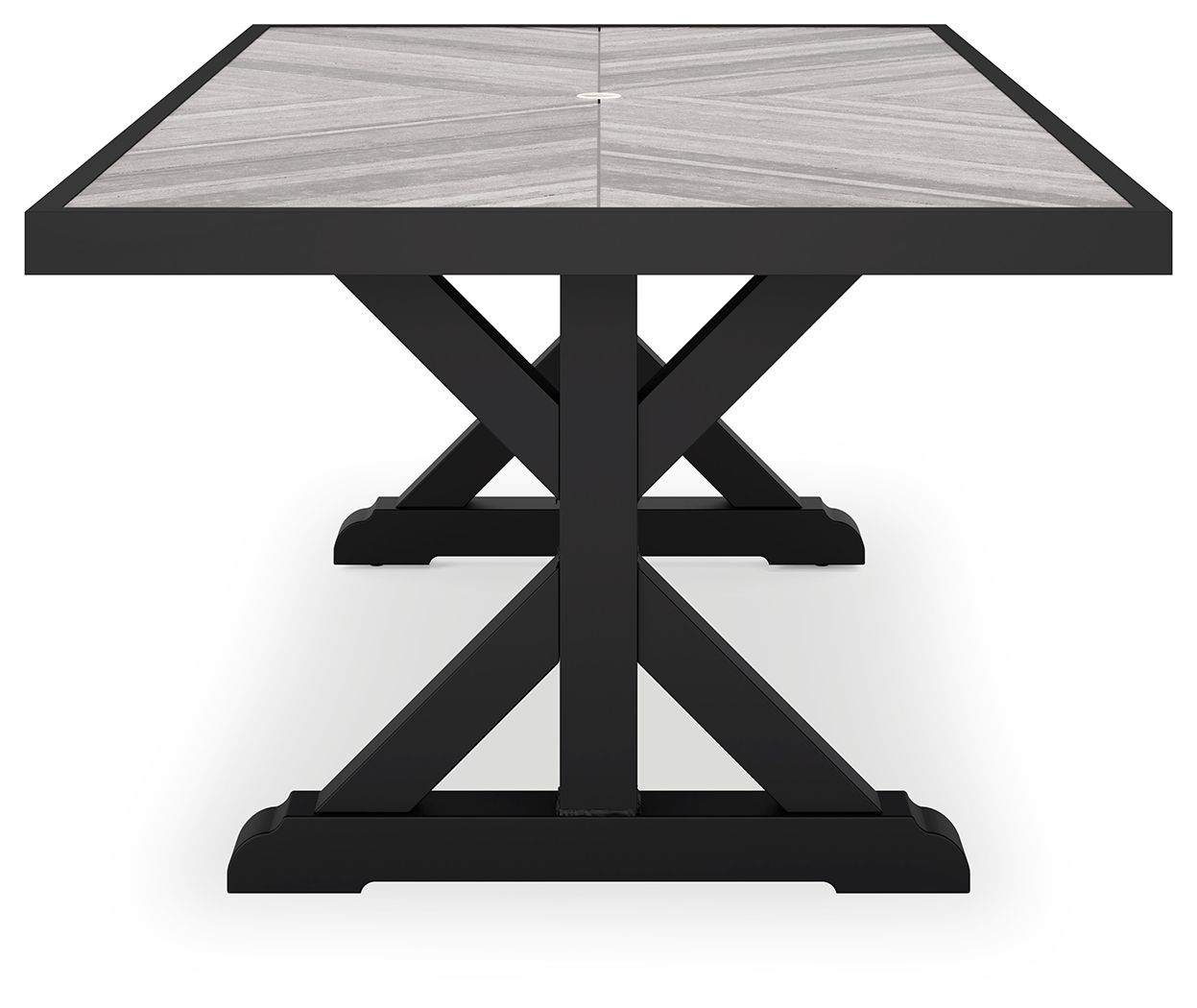 Ashley Furniture Beachcroft - Rectangular Dining Table With Umbrella Option - Black / Light Gray - Image 7