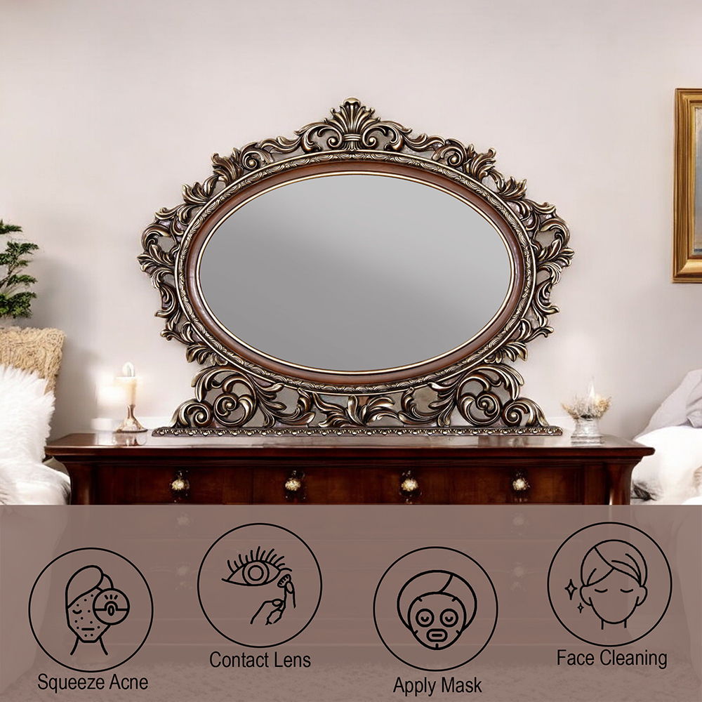 Devany - Oval Mirror - Cherry, silver, view 4