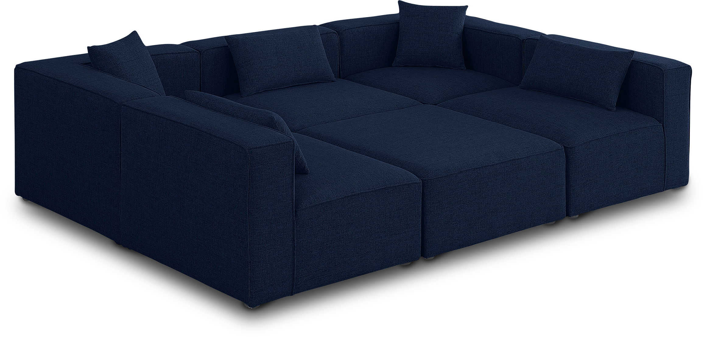Cube - Linen 6 Piece Modular Sectional - Navy