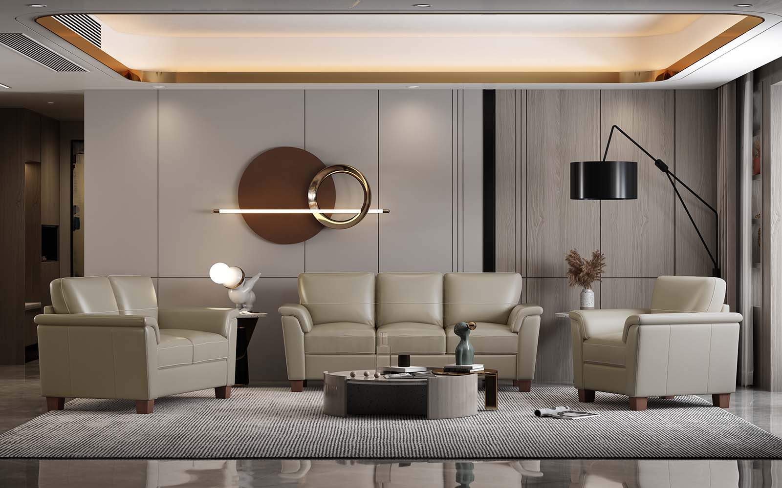 Pacific Palisades - Chair - Beige Leather, beige