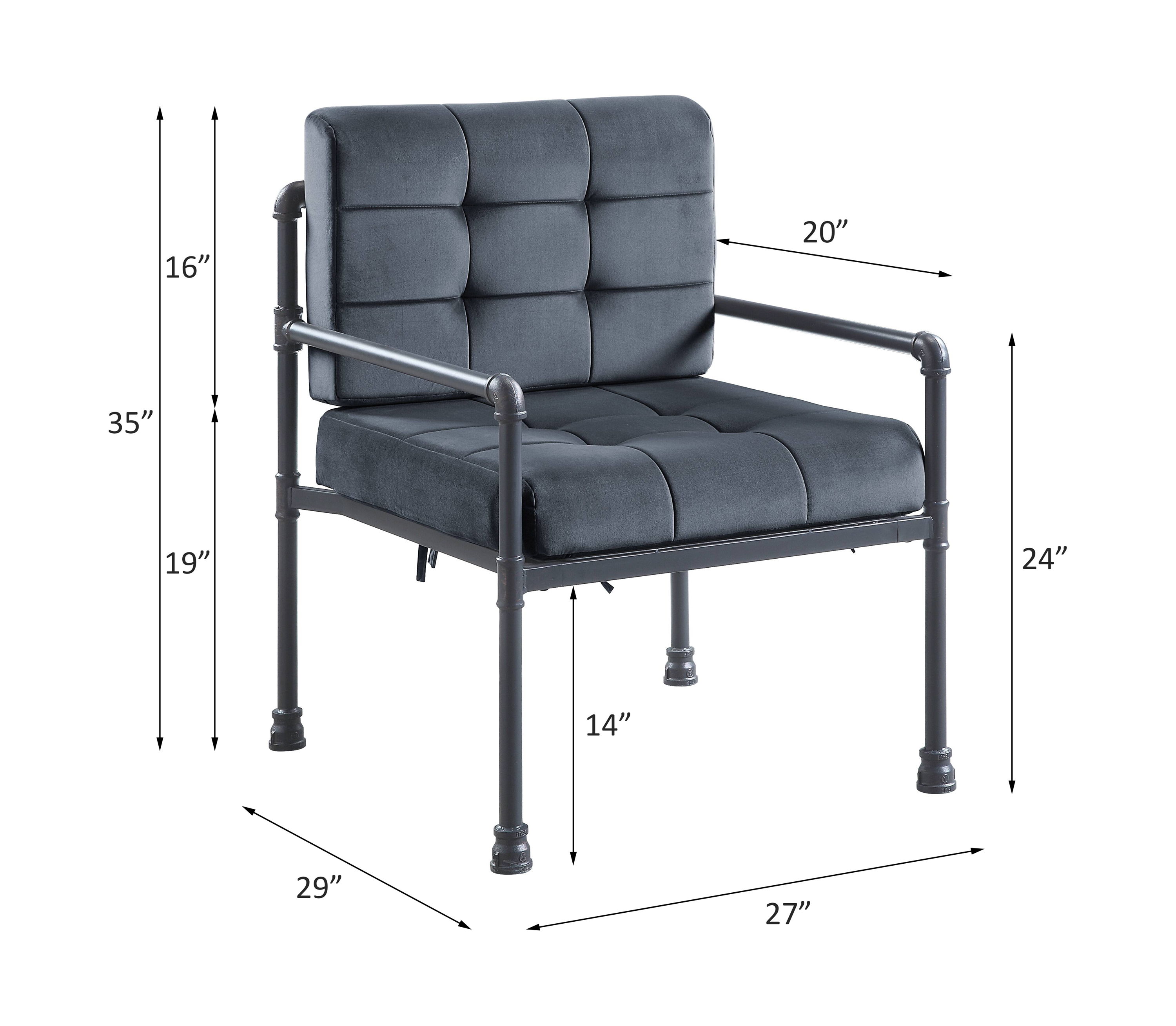 Brantley - Accent Chair - Gray Velvet & Sandy Gray, dark gray, view 4