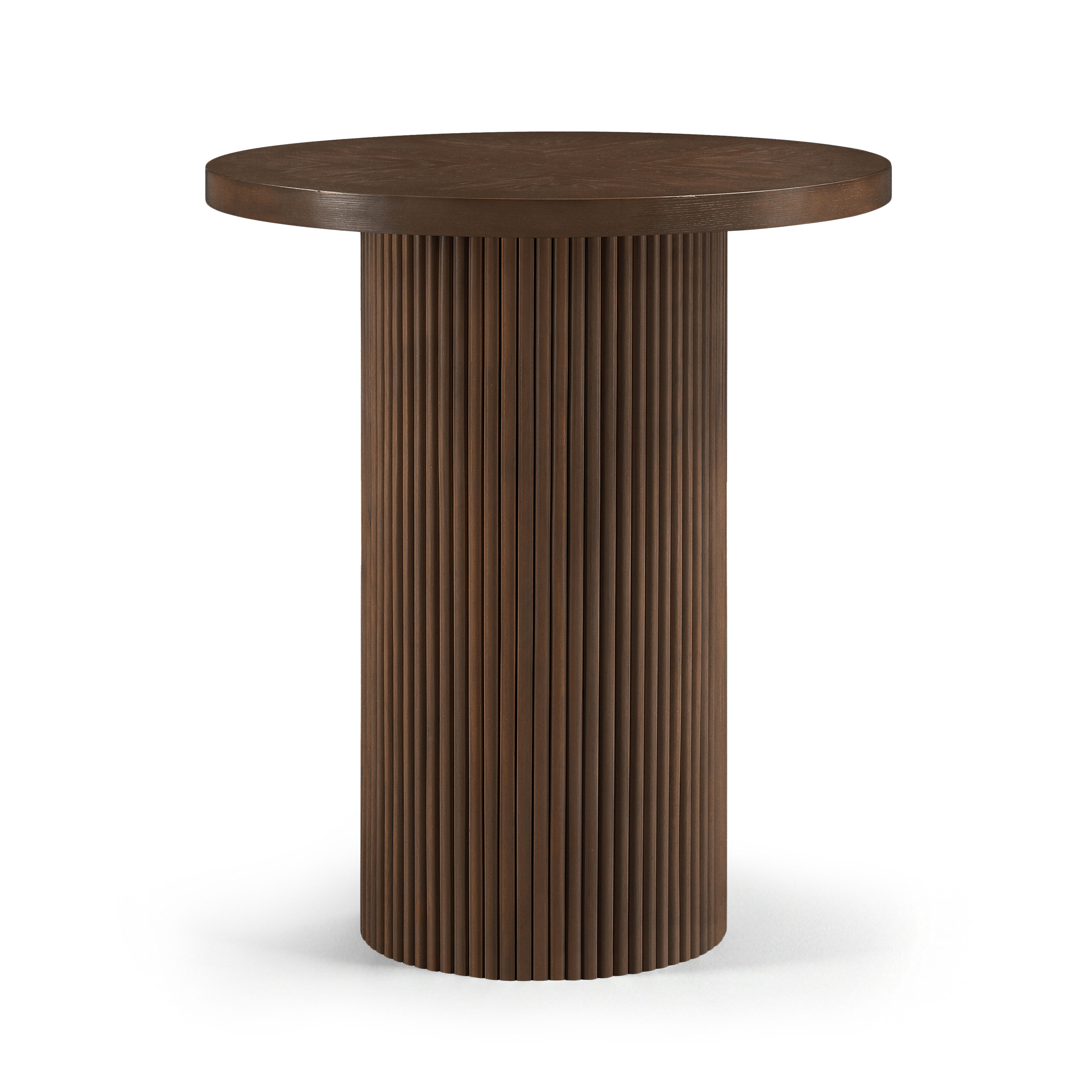 Belinda - Oak Veneer And Solid Wood Round Bar Height Table - Brown