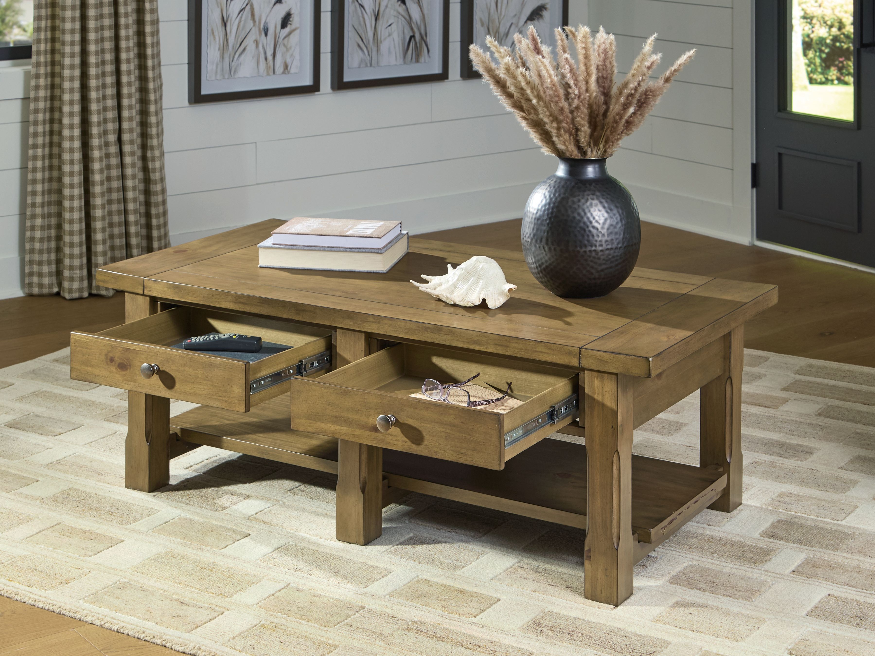 Ashley Furniture Vandenmore - Rectangular Cocktail Table - Medium Brown - Image 6