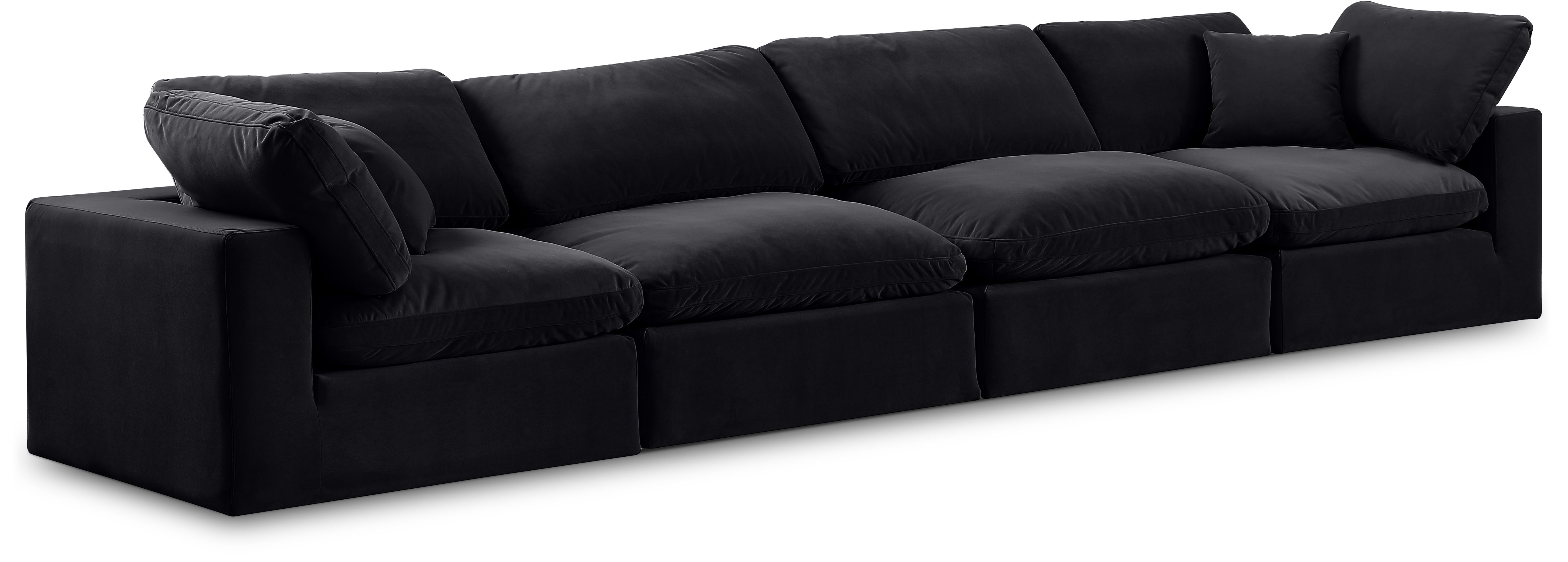 Comfy - Velvet Modular Sofa 4 Seats - Black
